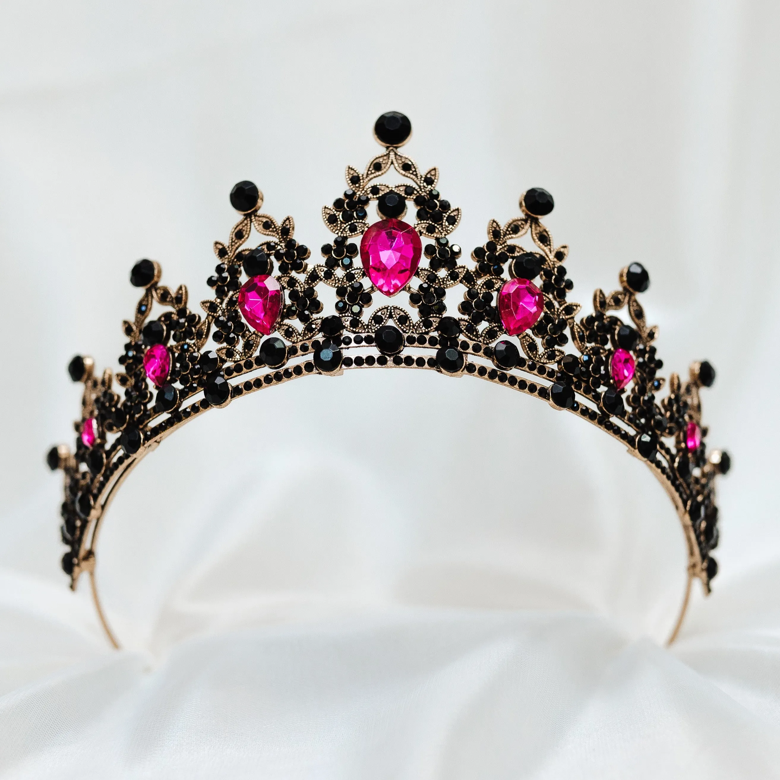 Ophelia's Tiara in Hot Pink, Black & Antique Gold