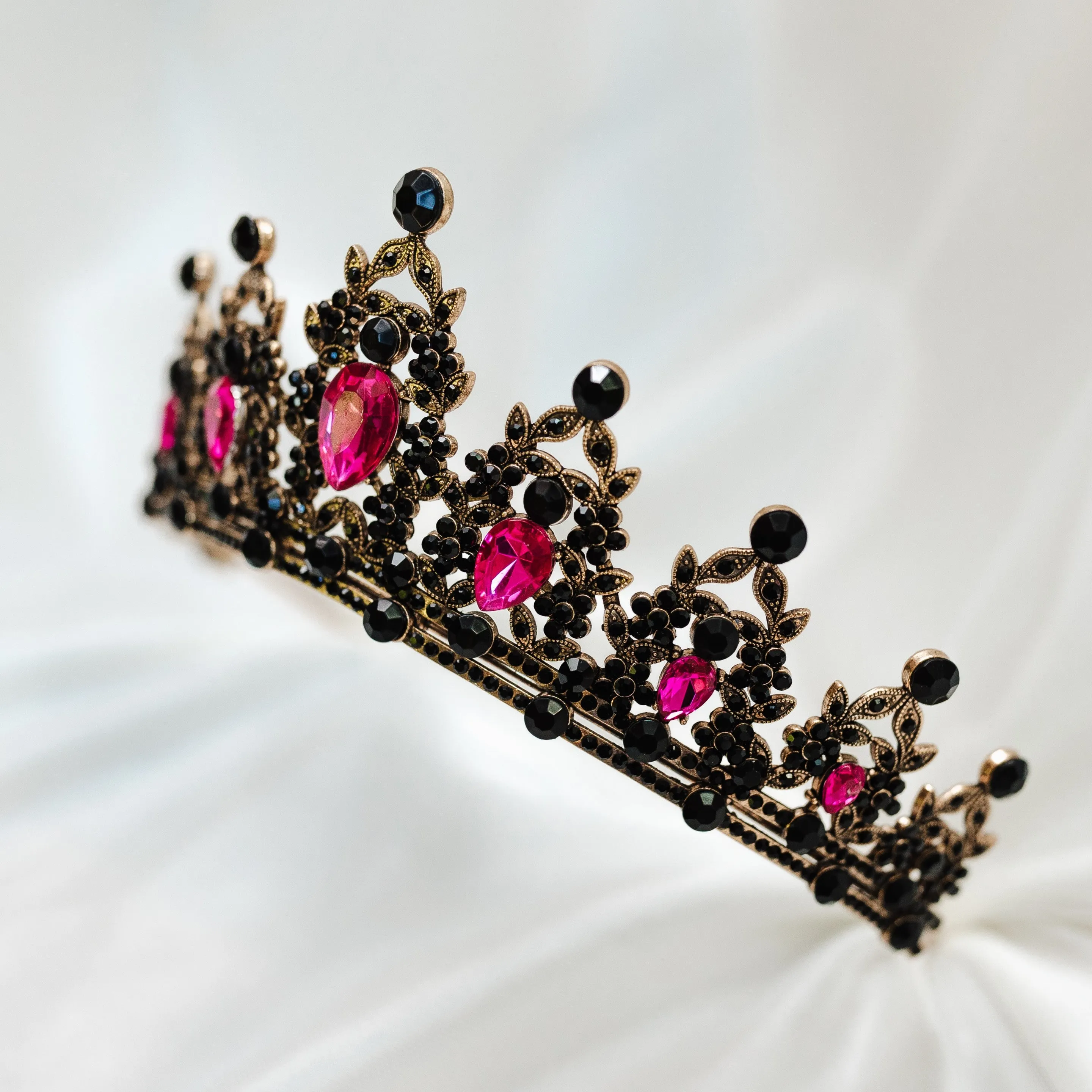 Ophelia's Tiara in Hot Pink, Black & Antique Gold