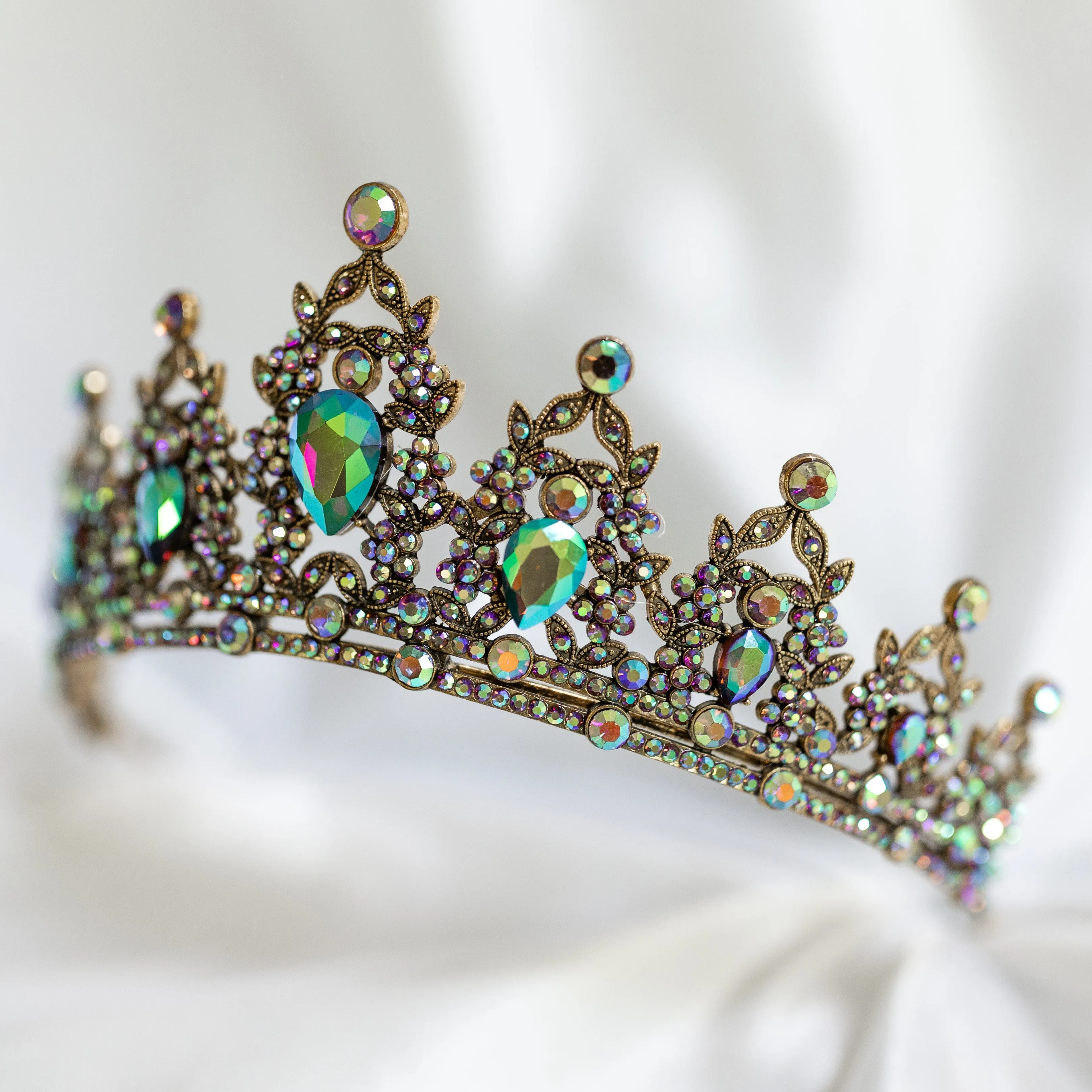 Ophelia’s Tiara in Multi Color Rainbow Opal & Antique Gold