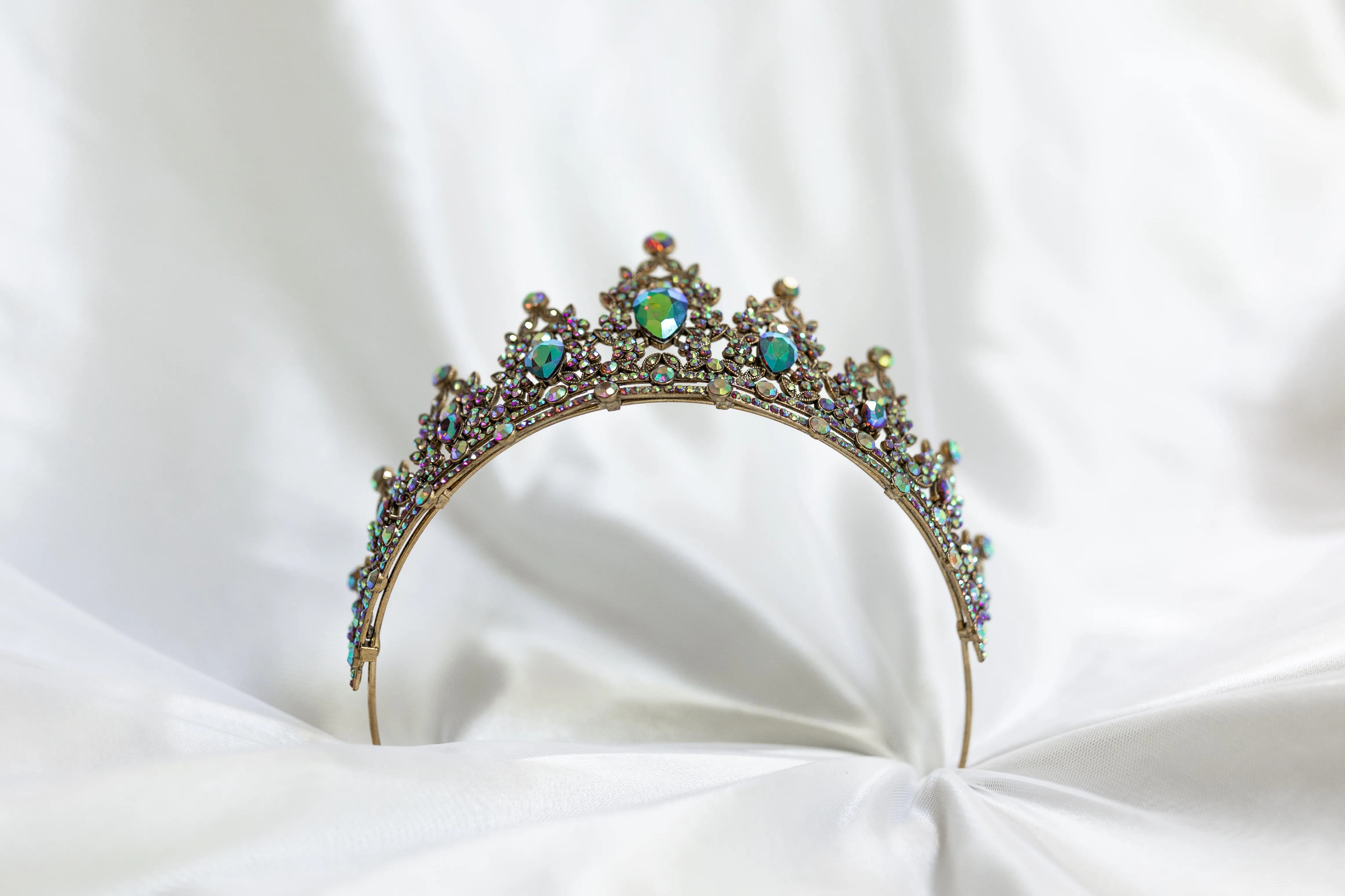 Ophelia’s Tiara in Multi Color Rainbow Opal & Antique Gold