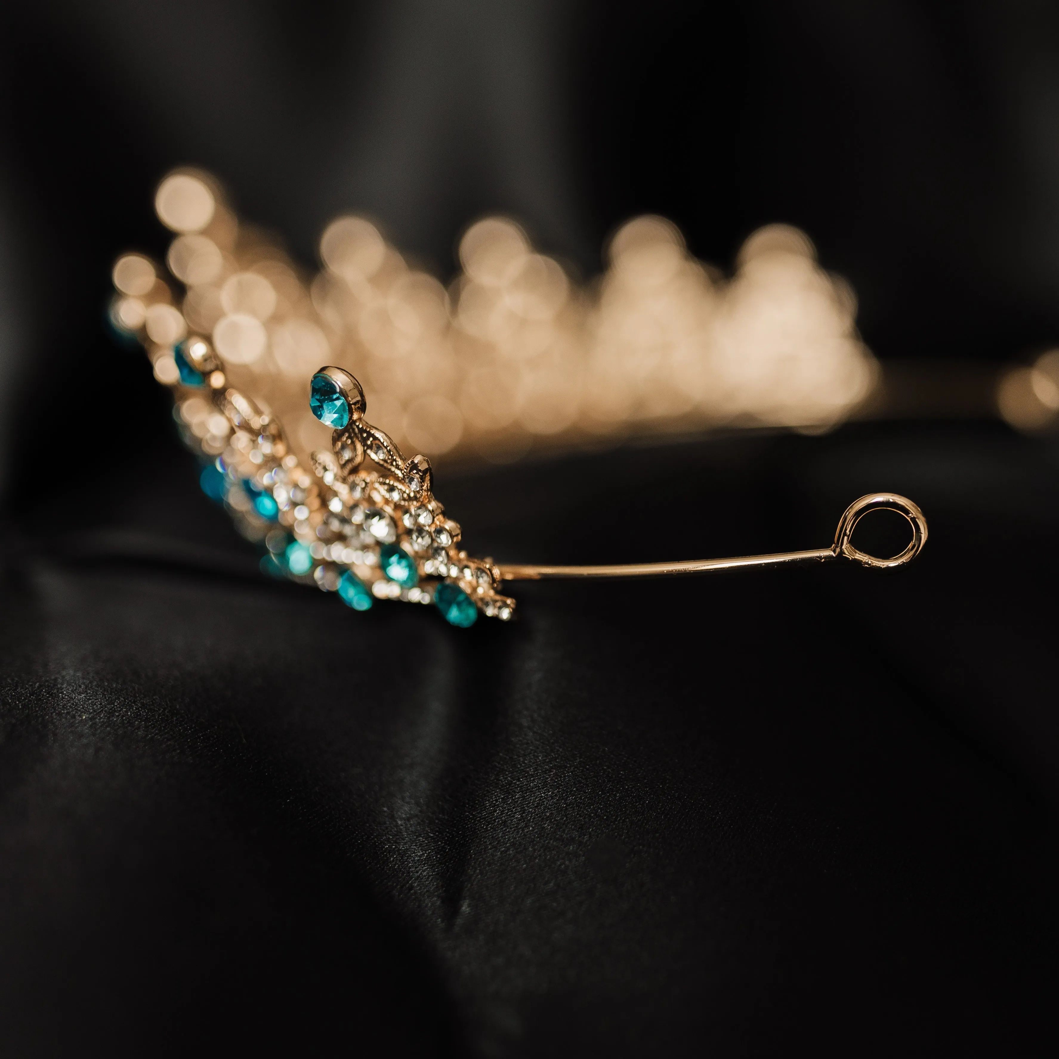 Ophelia's Tiara in Teal Blue & Gold