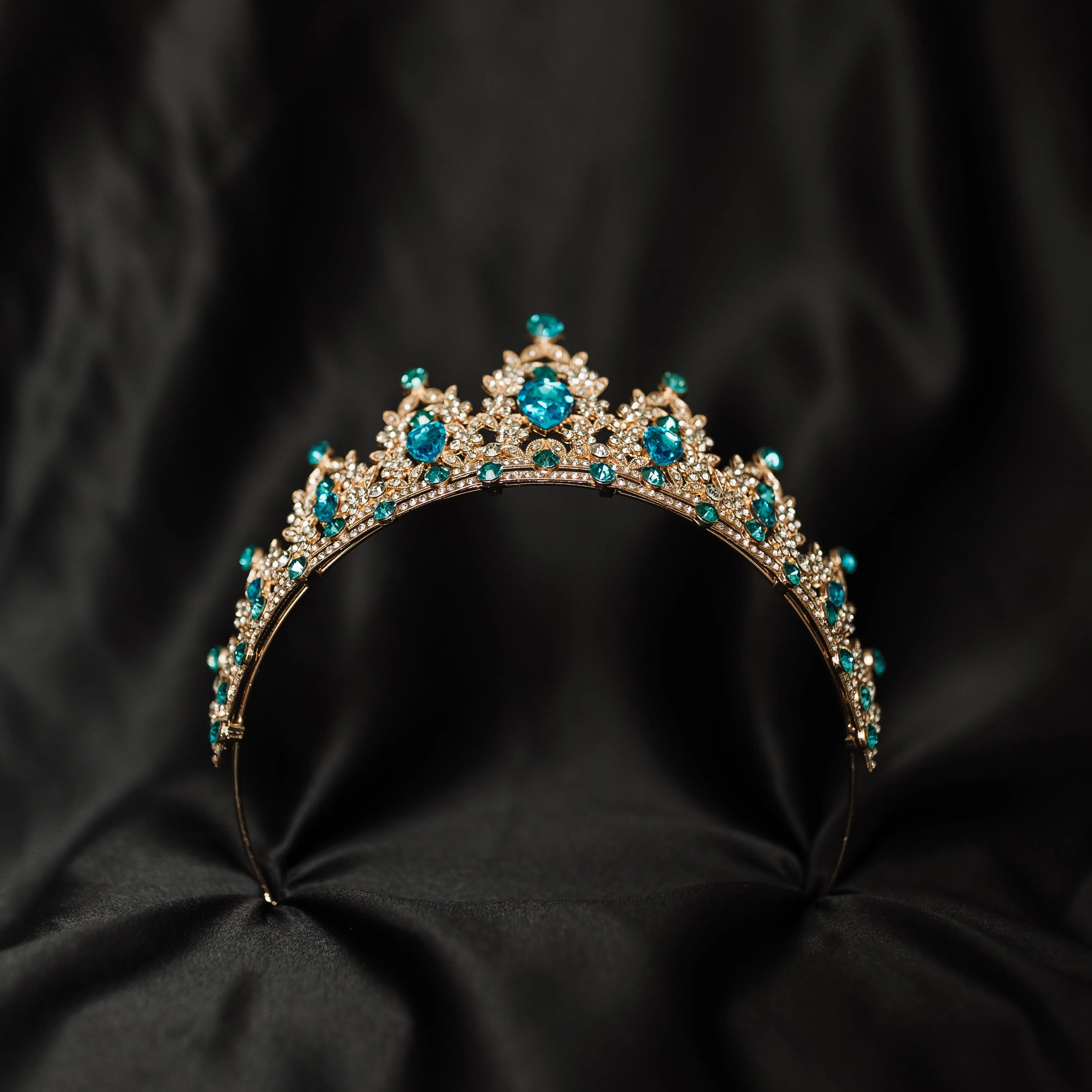 Ophelia's Tiara in Teal Blue & Gold