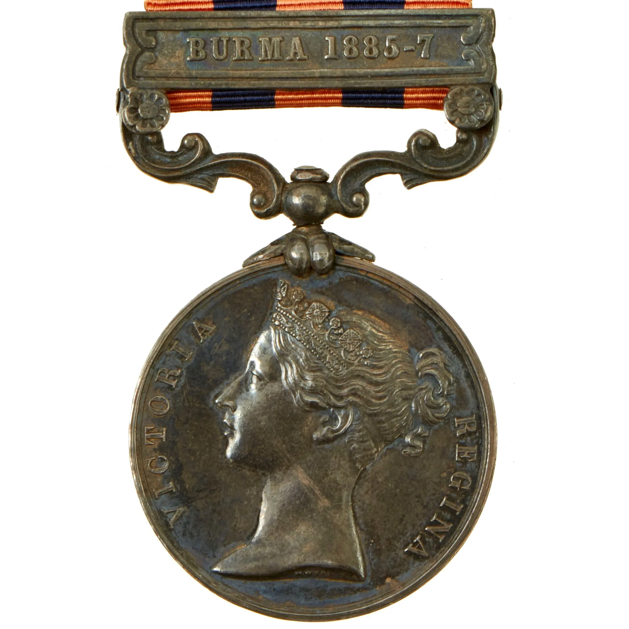 Original British Burmese Resistance Movement Rim Impressed India General Service Medal (1854) With Burma 1885-7 Clasp For C.J. White, HMS Bacchante