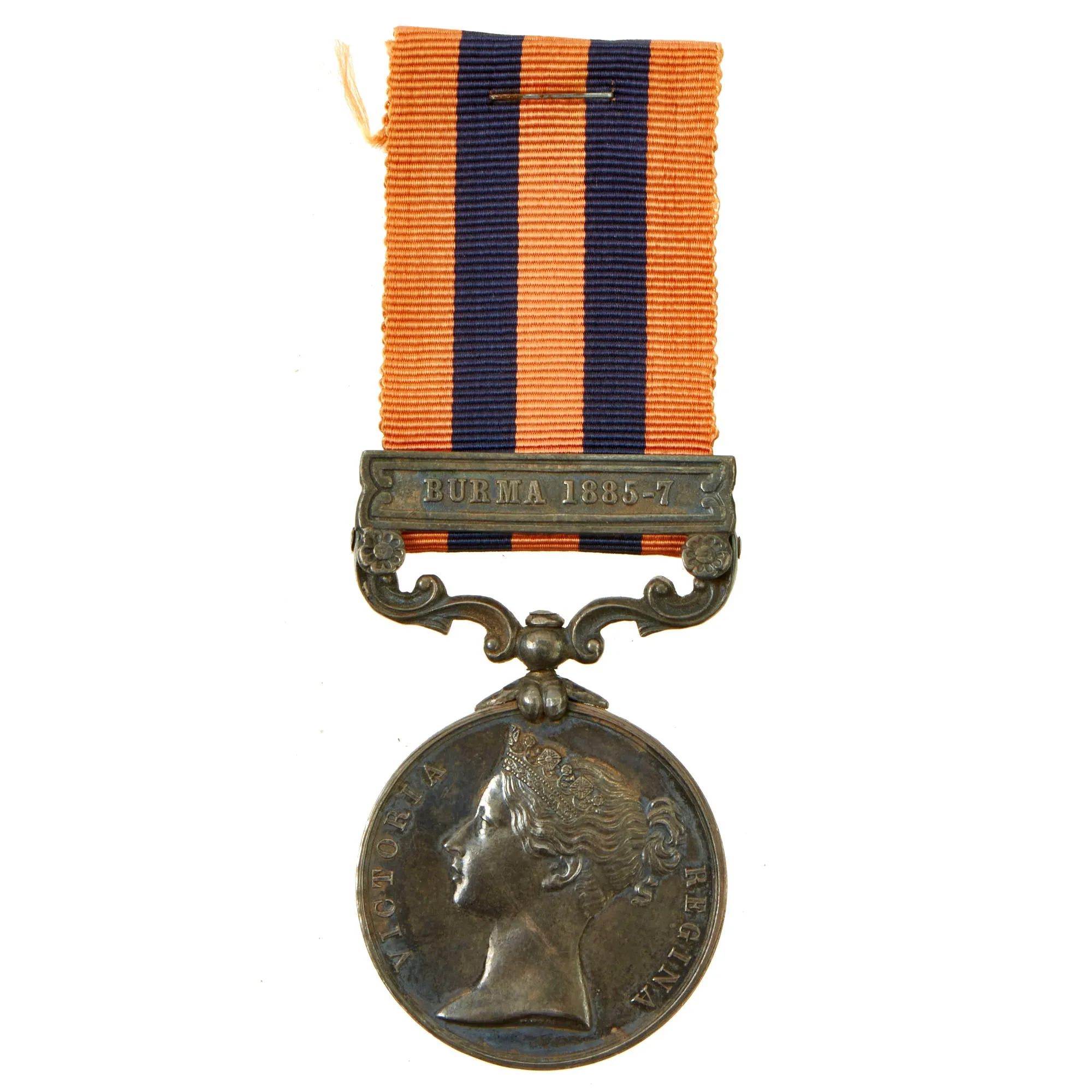 Original British Burmese Resistance Movement Rim Impressed India General Service Medal (1854) With Burma 1885-7 Clasp For C.J. White, HMS Bacchante