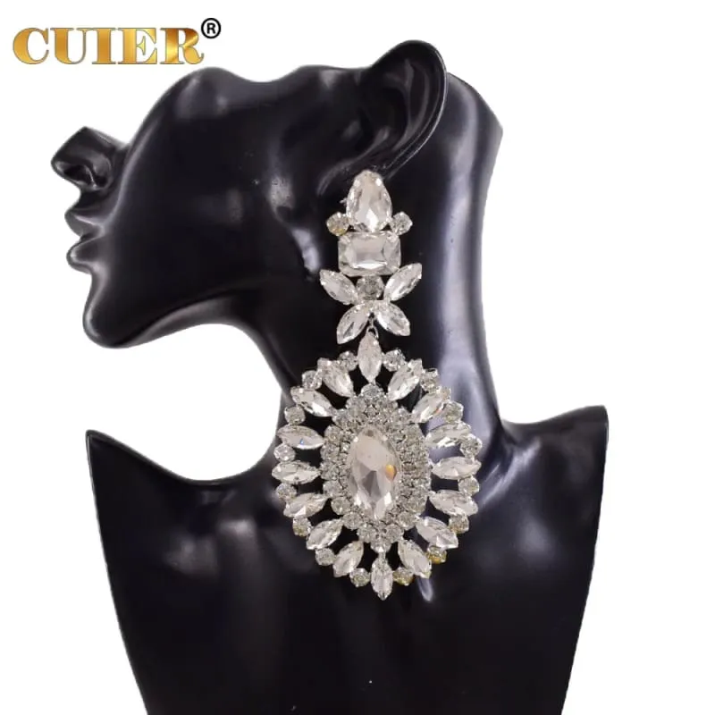 Ornate Crystal Chandelier Luxury Earrings Stunning Huge Drop Style