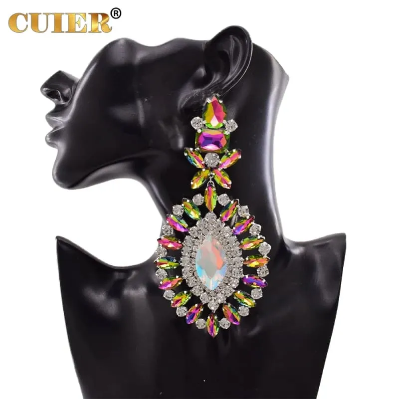 Ornate Crystal Chandelier Luxury Earrings Stunning Huge Drop Style