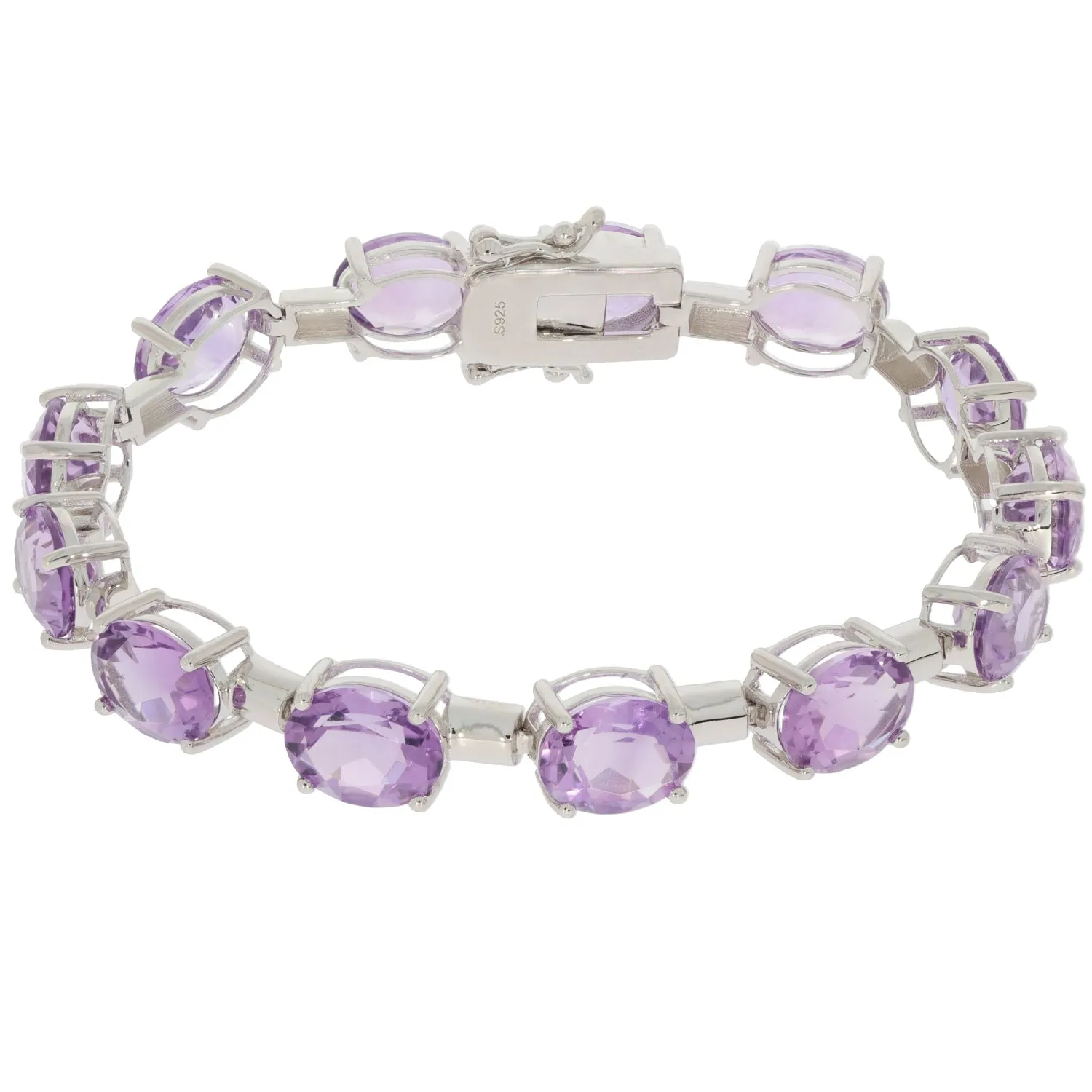 Oval Purple Amethyst Sterling Silver Bracelet with Accent