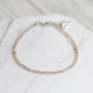 Peach Moonstone Simple Stone Bracelet