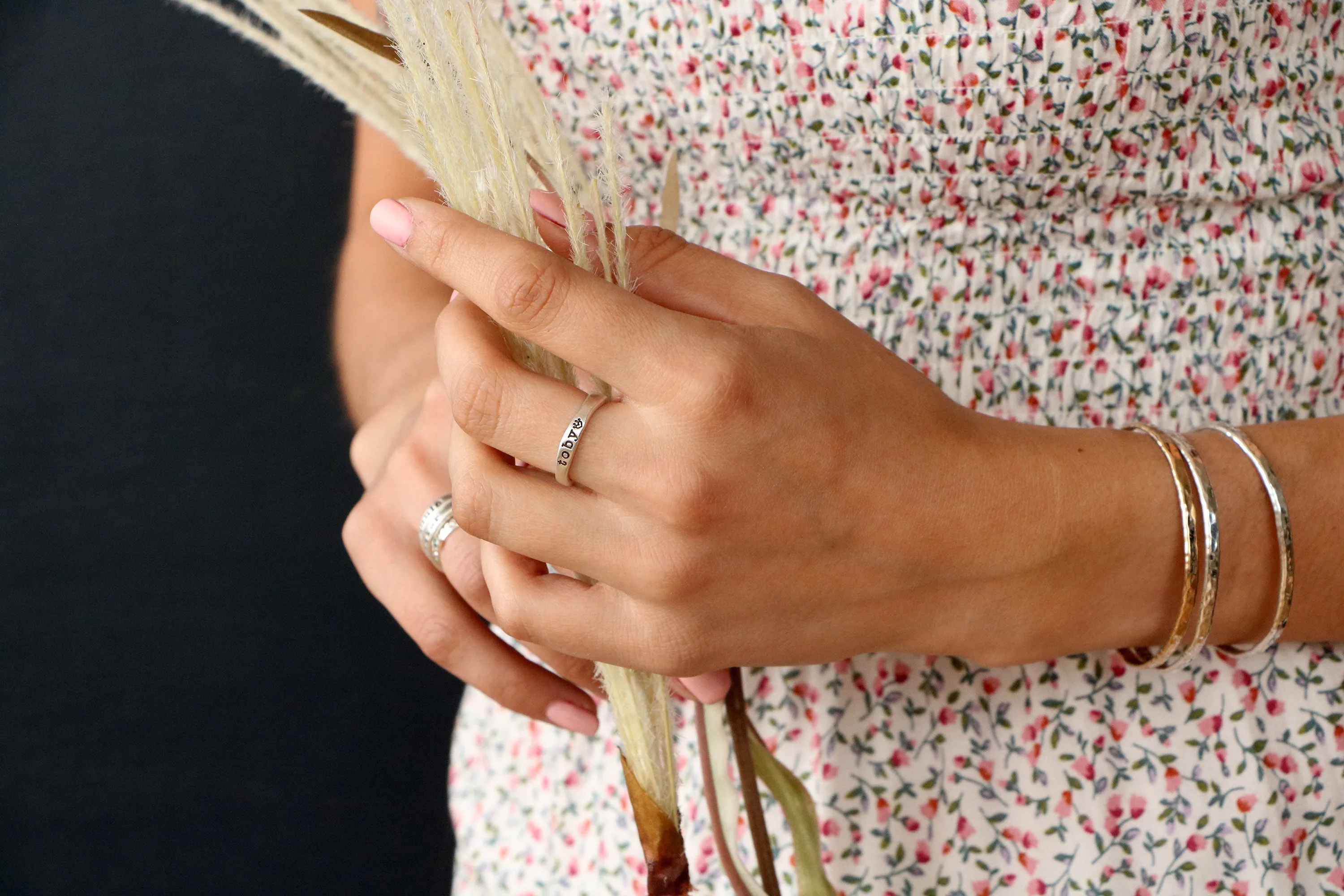 personalized textured cuff { sterling silver }