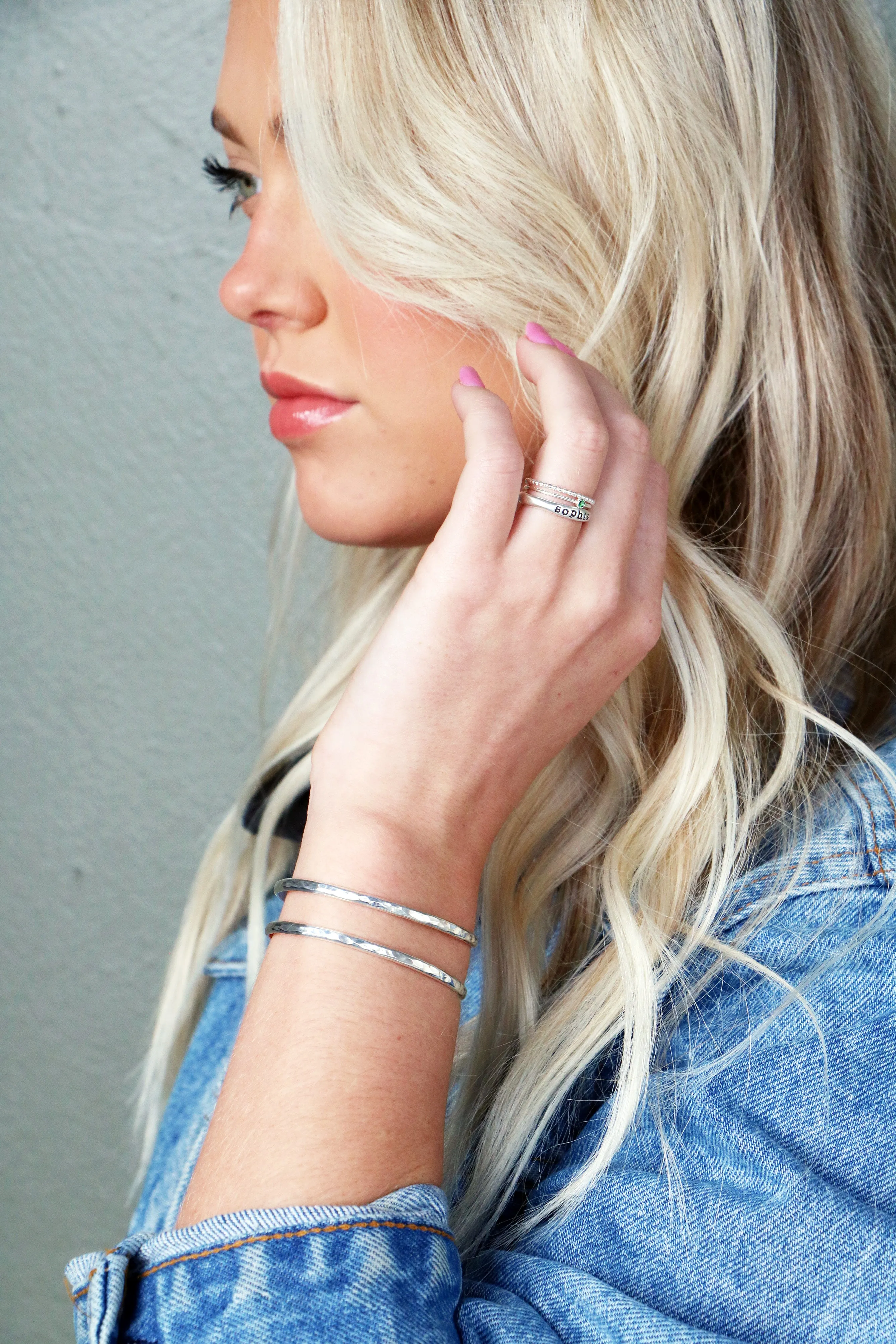 personalized textured cuff { sterling silver }