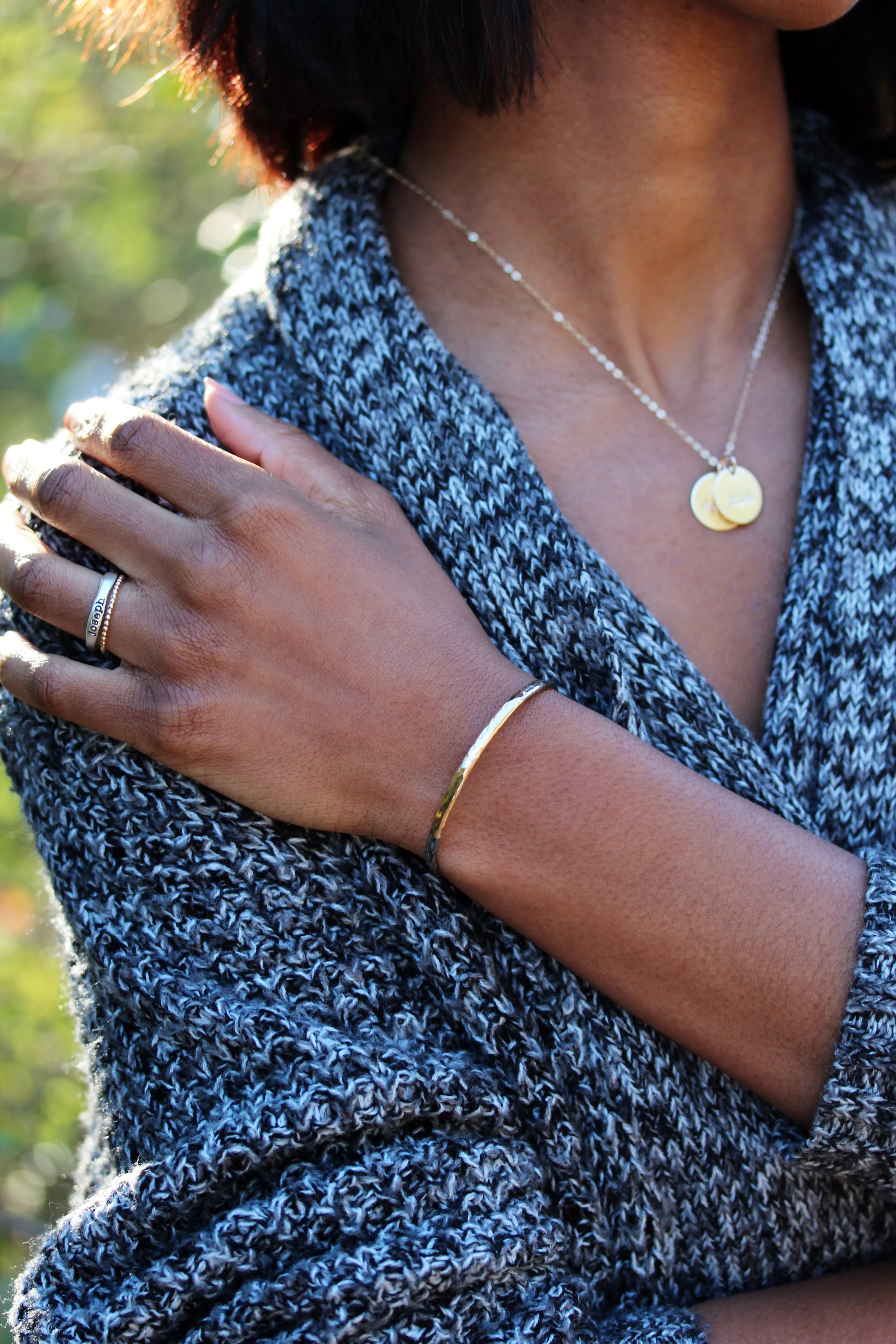 personalized textured cuff { sterling silver }