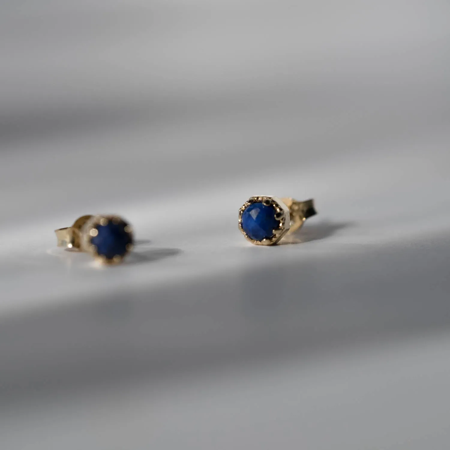 Petite Crown Bezel Lapis Earrings