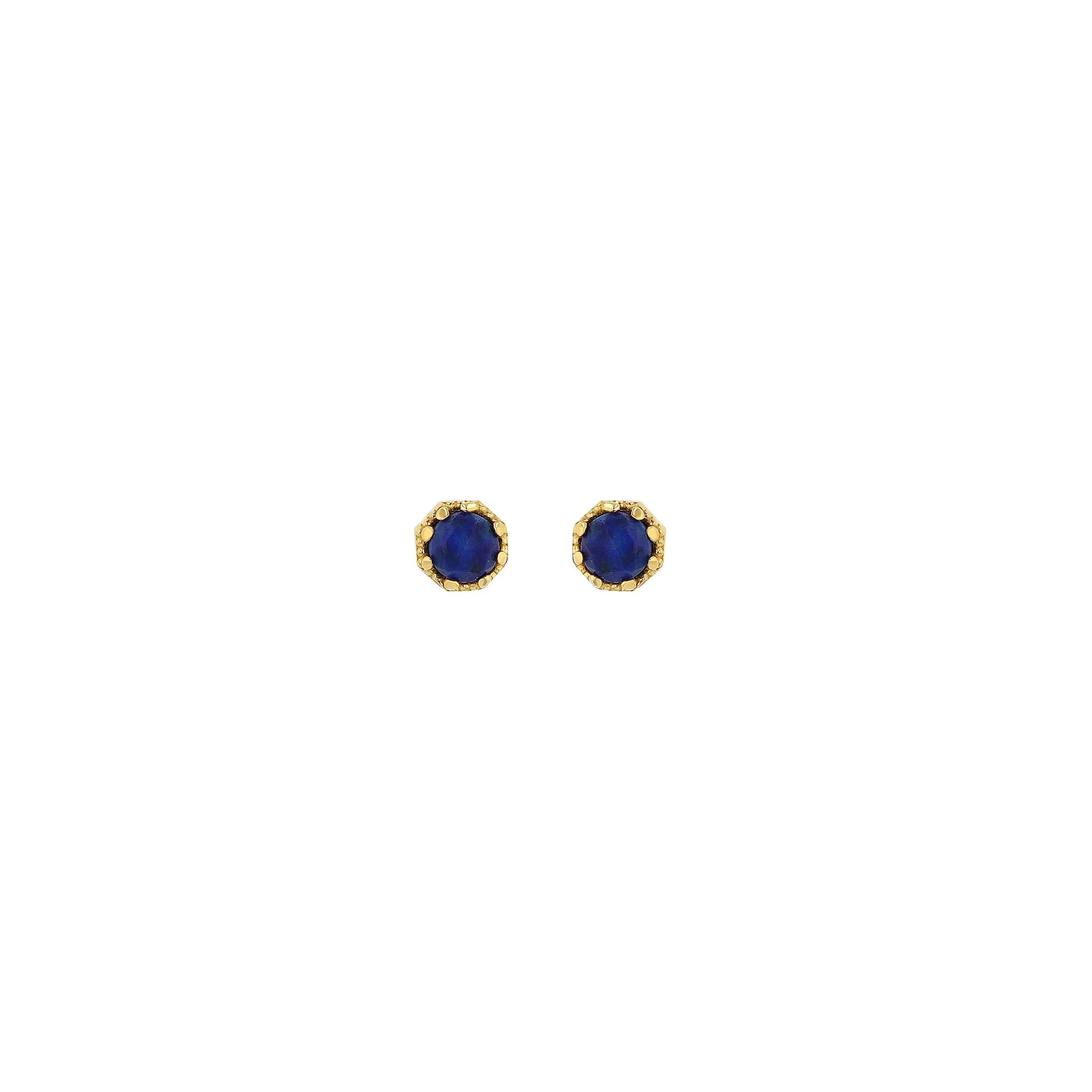 Petite Crown Bezel Lapis Earrings