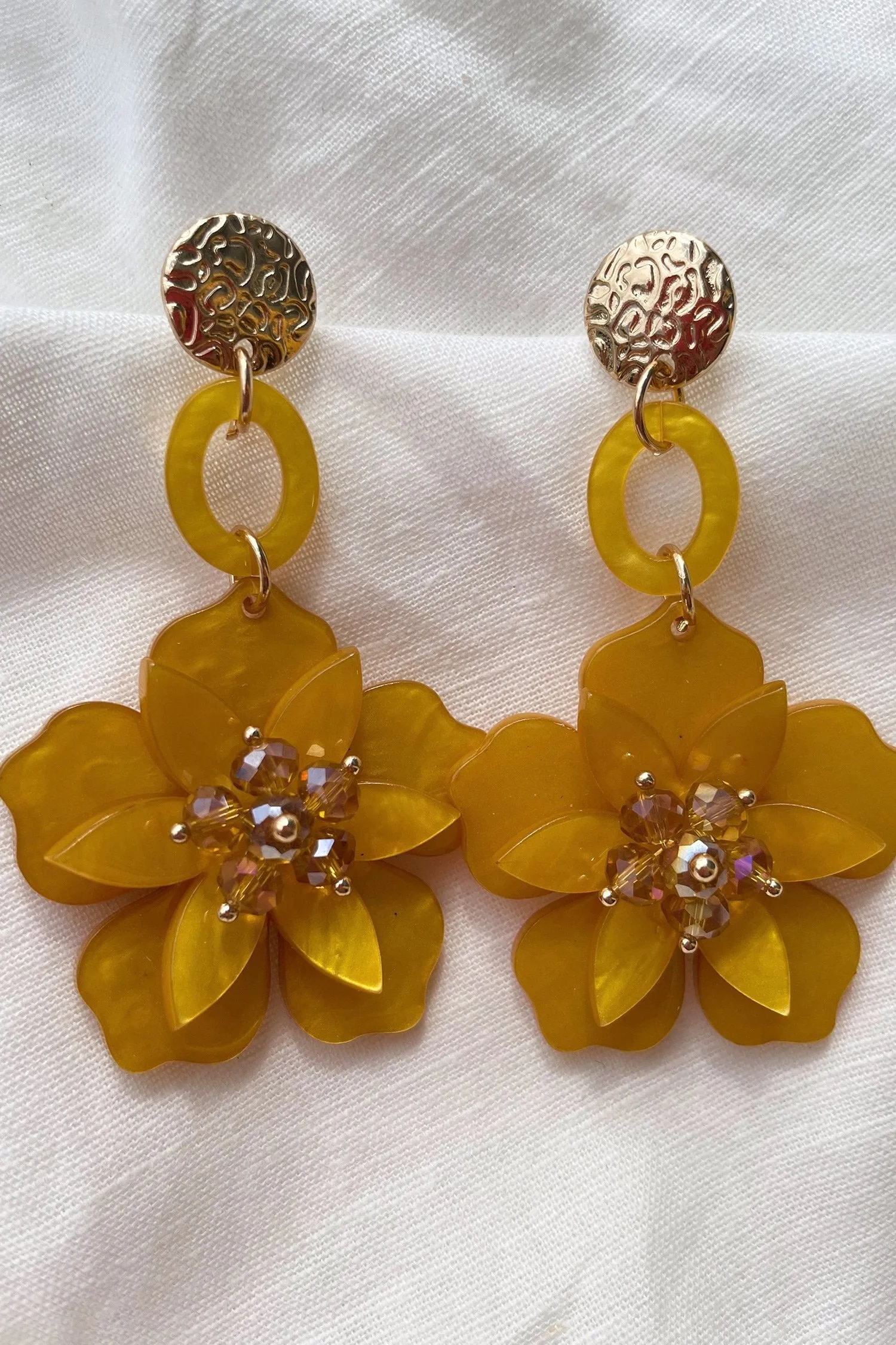 Petra Mustard Flower Drop Earrings