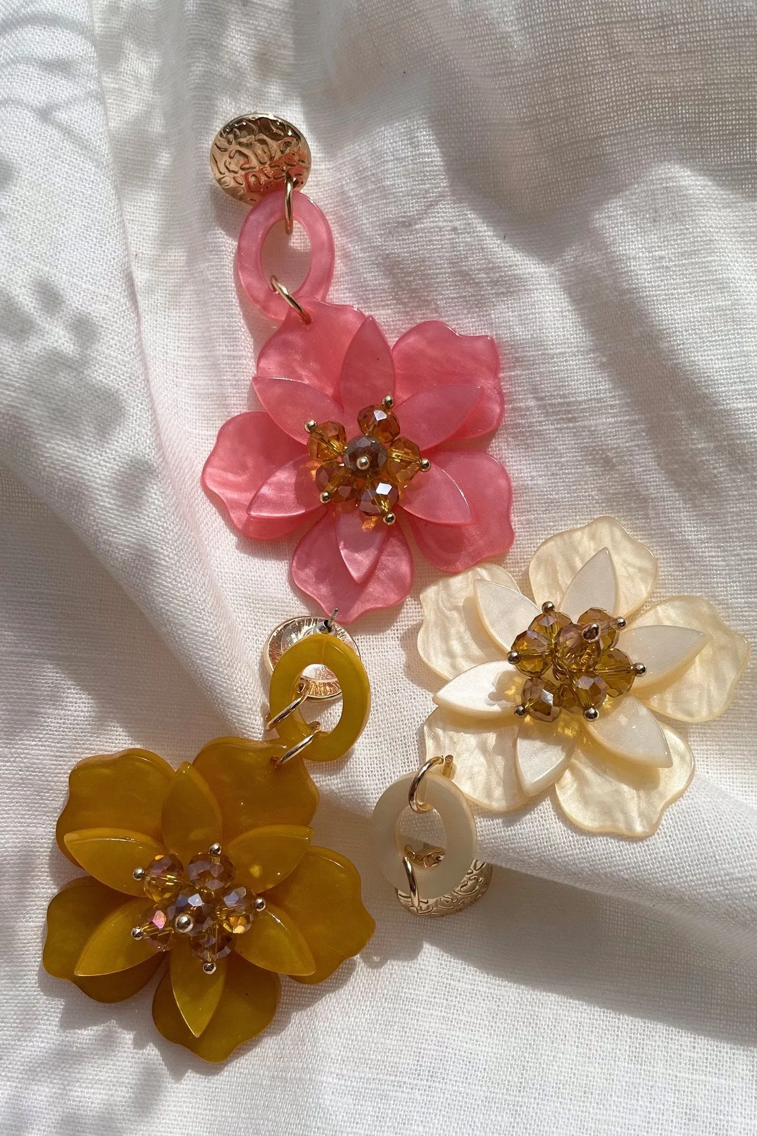 Petra Mustard Flower Drop Earrings