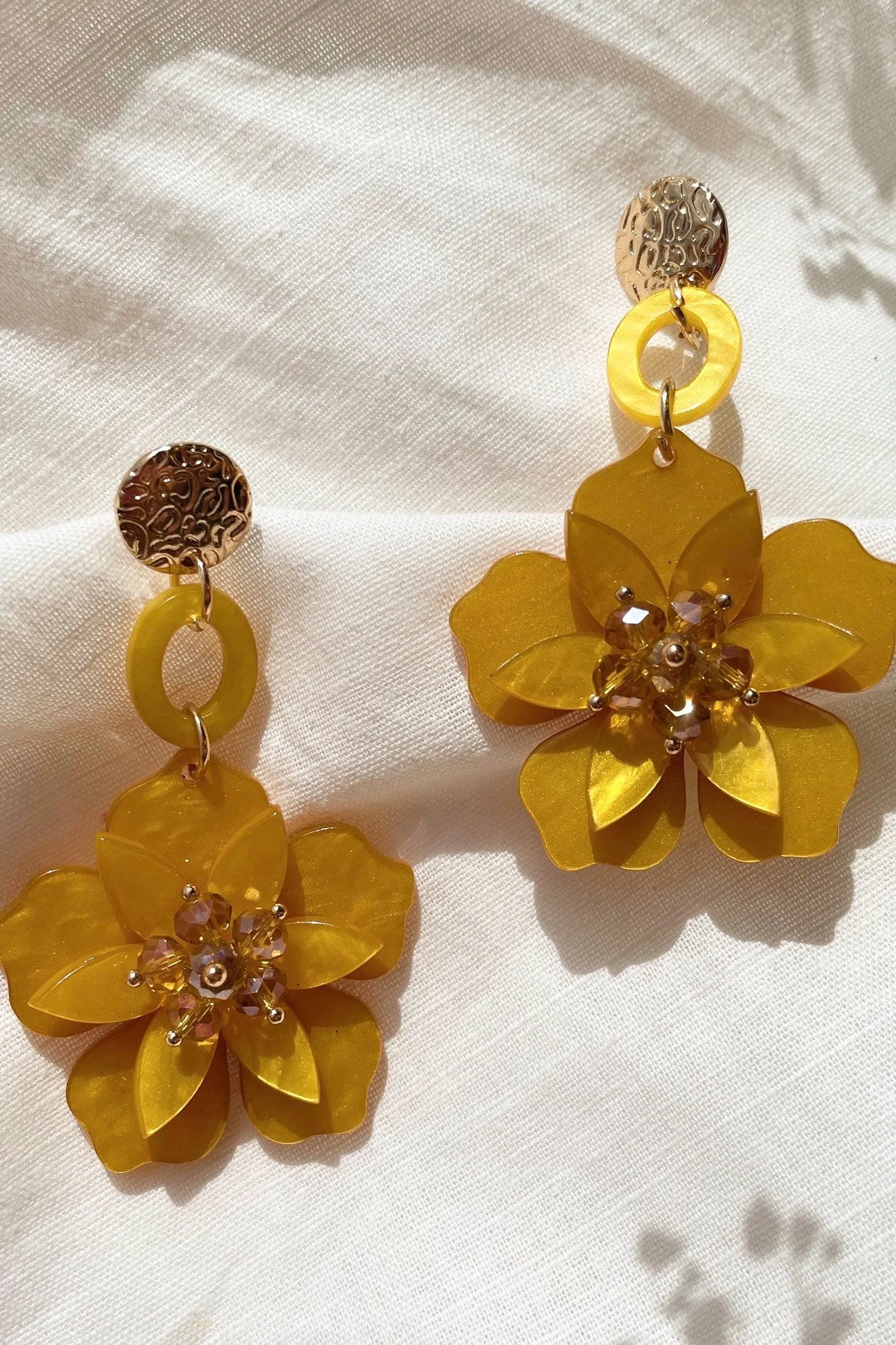 Petra Mustard Flower Drop Earrings