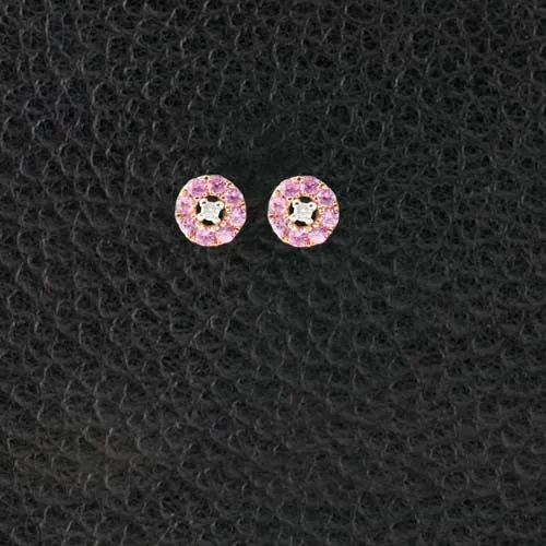 Pink Sapphire & Diamond Earrings