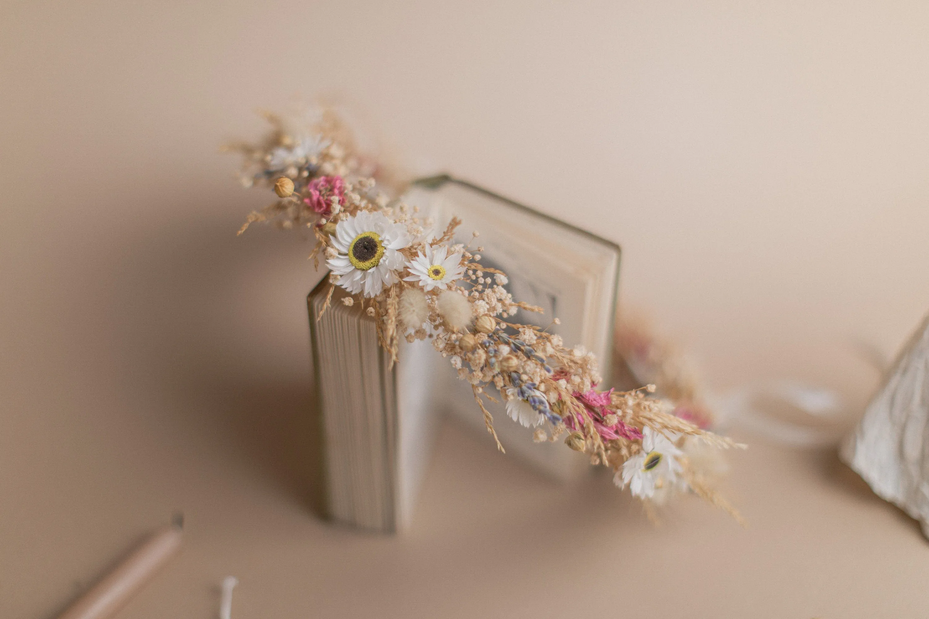 Pinks and Daisies Wildflower Bridal Wedding Crown Set / Boho Bride Wedding