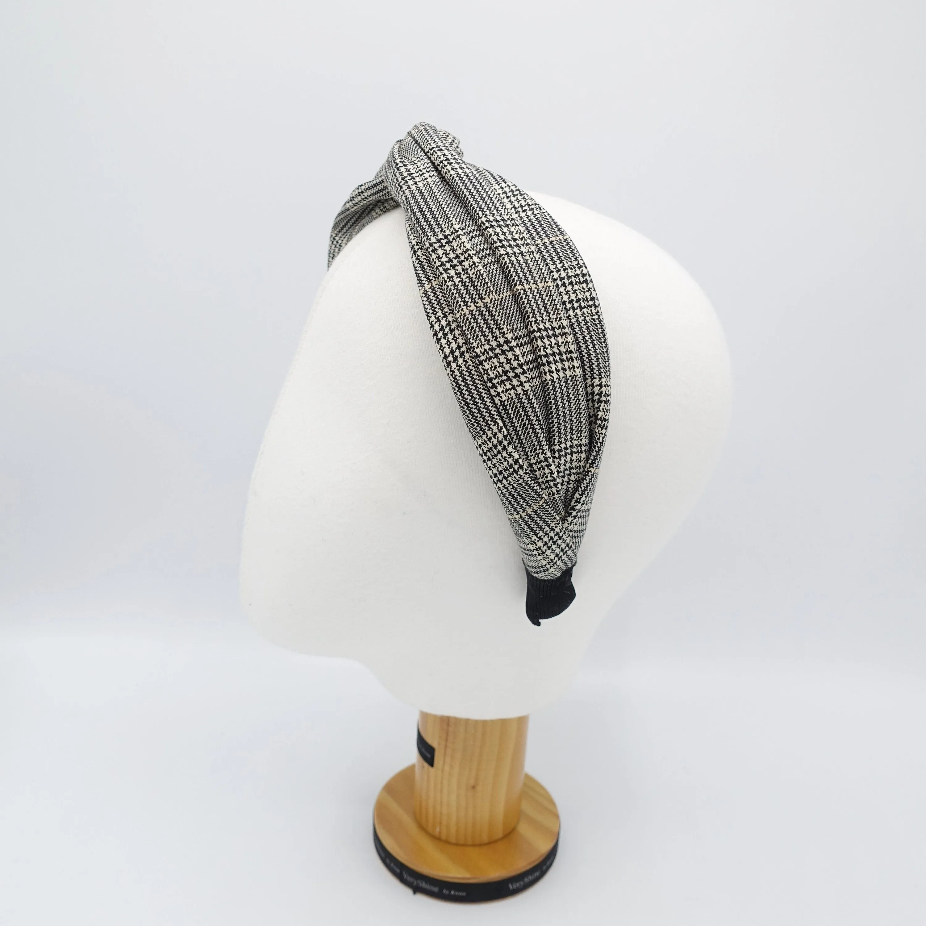 plaid check headband cross twist hairband for women