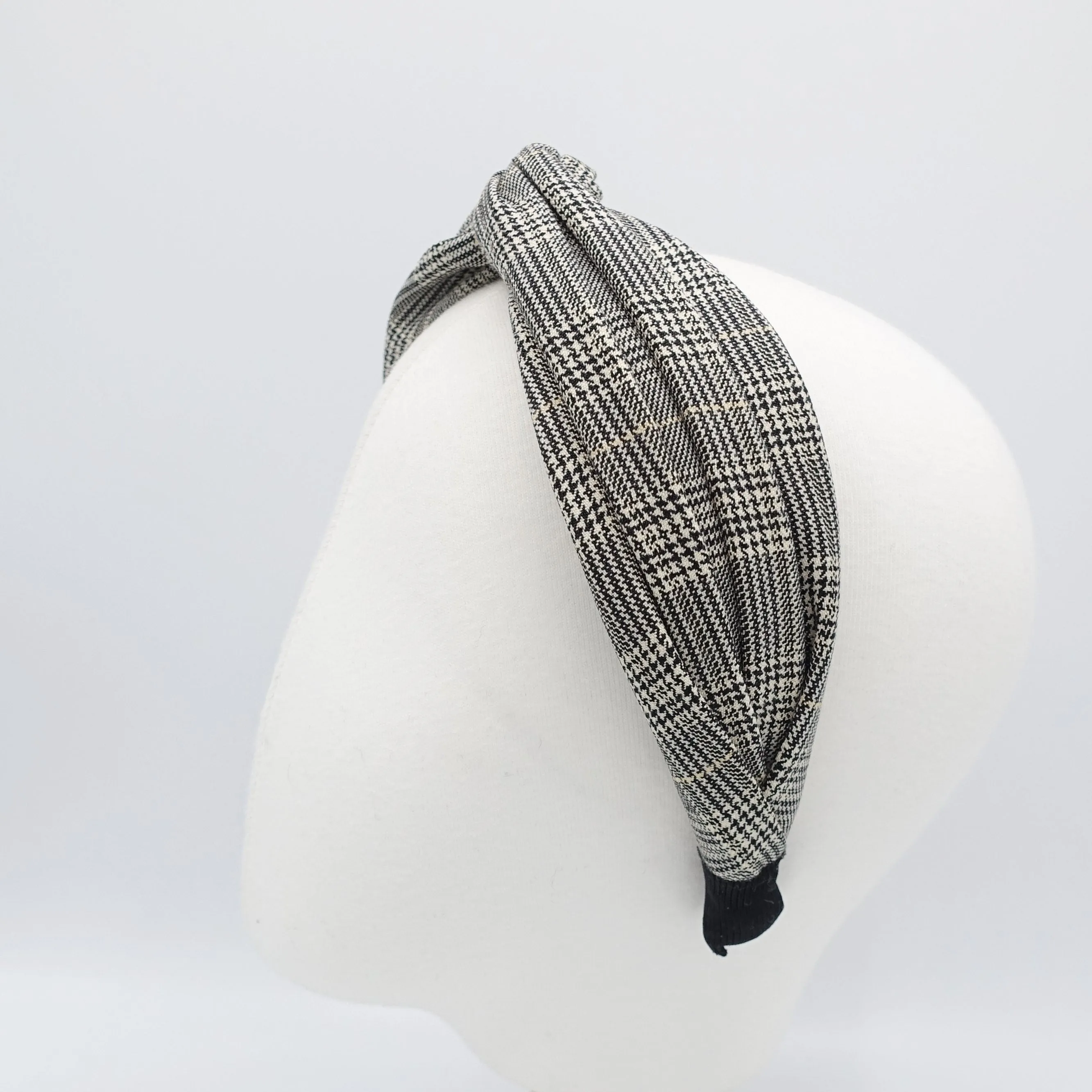 plaid check headband cross twist hairband for women