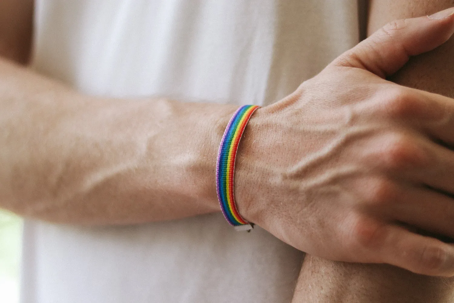 Pride bracelet, rainbow flag strap bracelet, LGBT gift wrapped