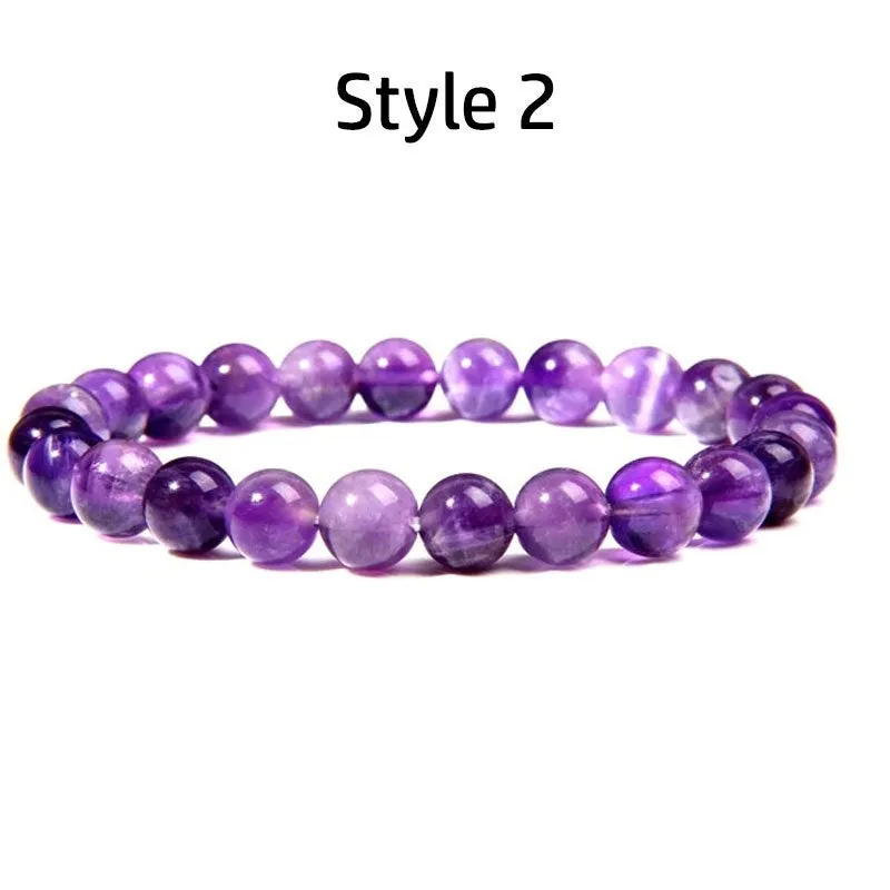 Purple Amethyst Gemstone Beads Bracelet, Elastic Bracelet, Purple Gemstone Bracelet, Purple Crystal Bracelet, Man, Woman, Beaded Jewelry, Gift