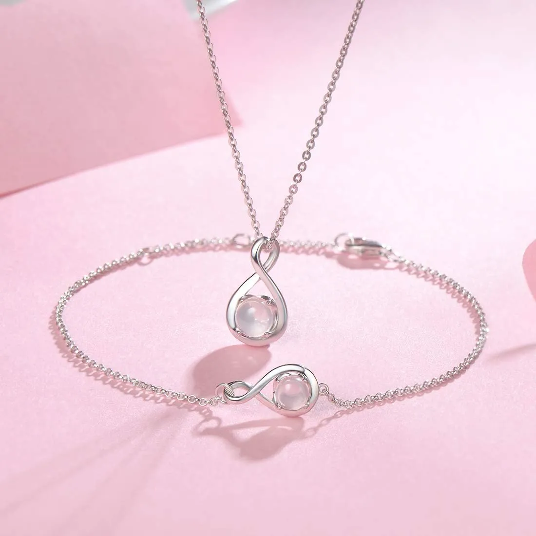 "Infinite Embrace" June Birthstone Moonstone Infinity Symbol Sterling Silver Bracelet