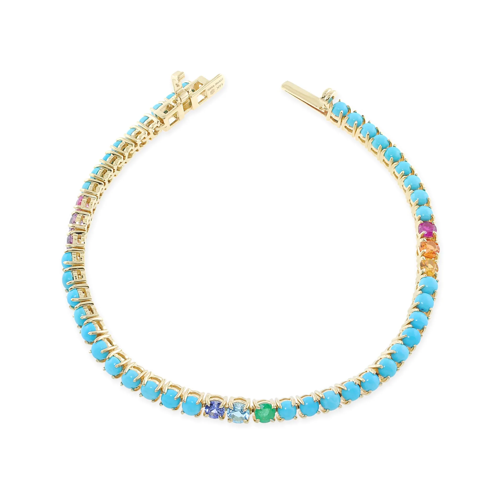 "She's All That" 14K Turquoise Tennis Bracelet