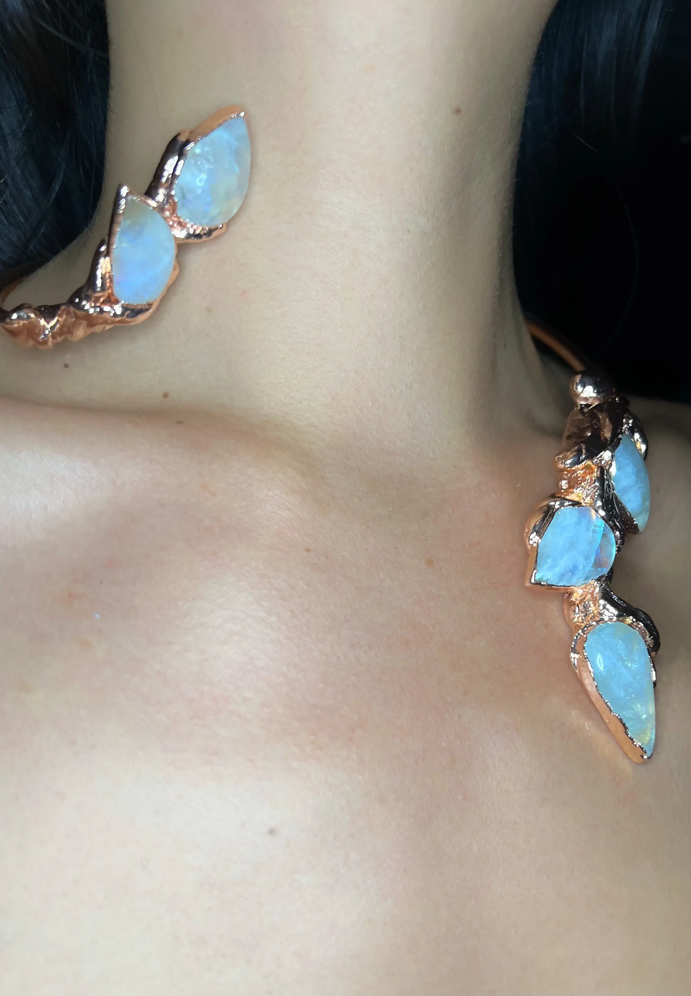 Rainbow MOONSTONE spirit vine neck cuff