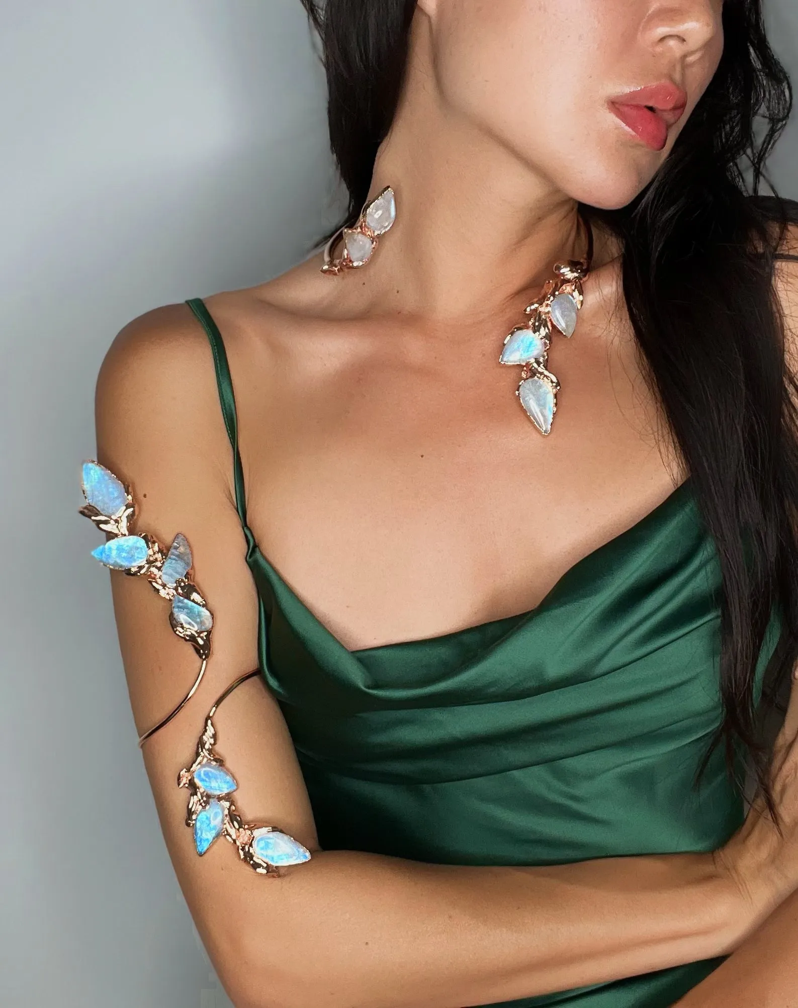 Rainbow MOONSTONE spirit vine neck cuff