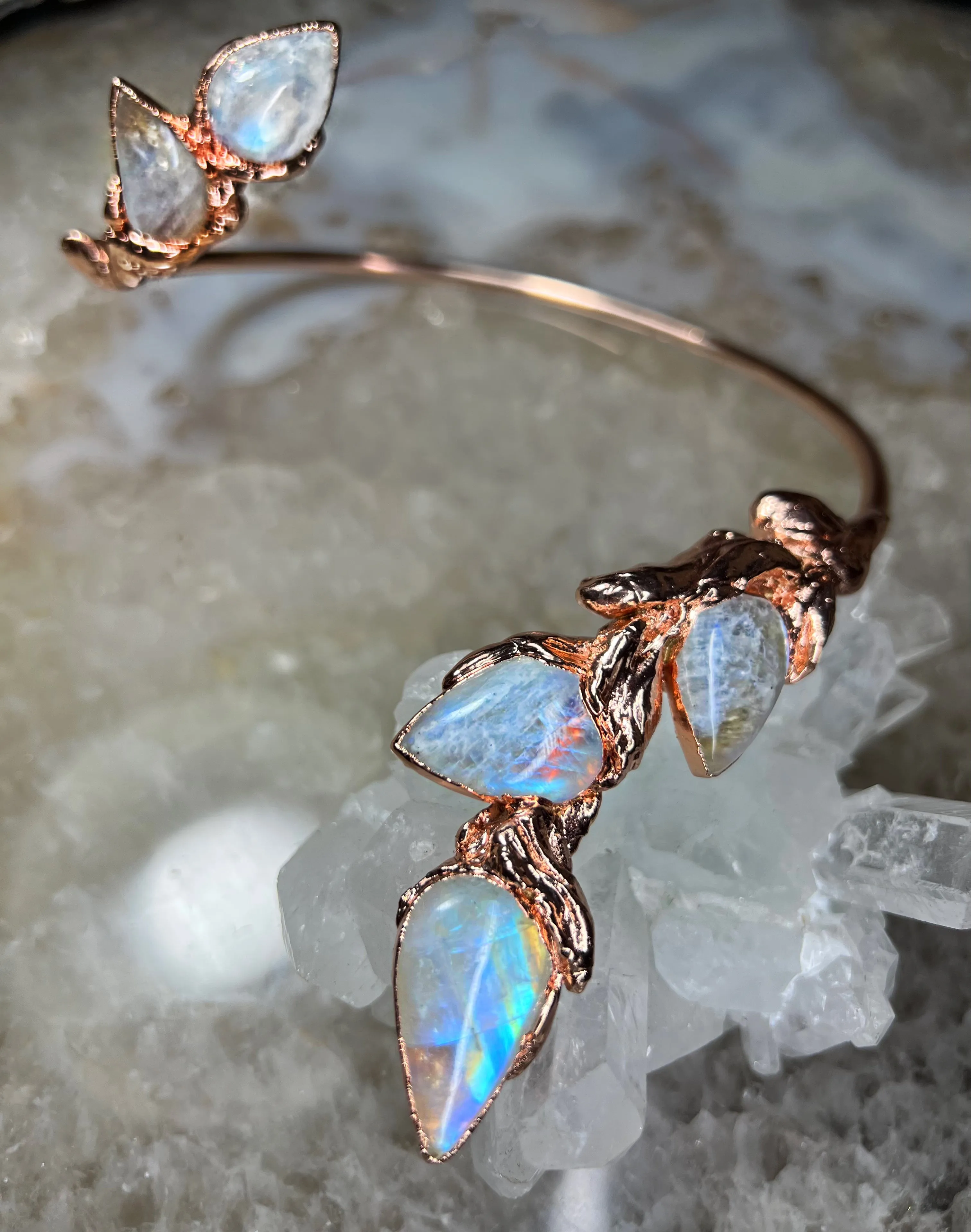 Rainbow MOONSTONE spirit vine neck cuff