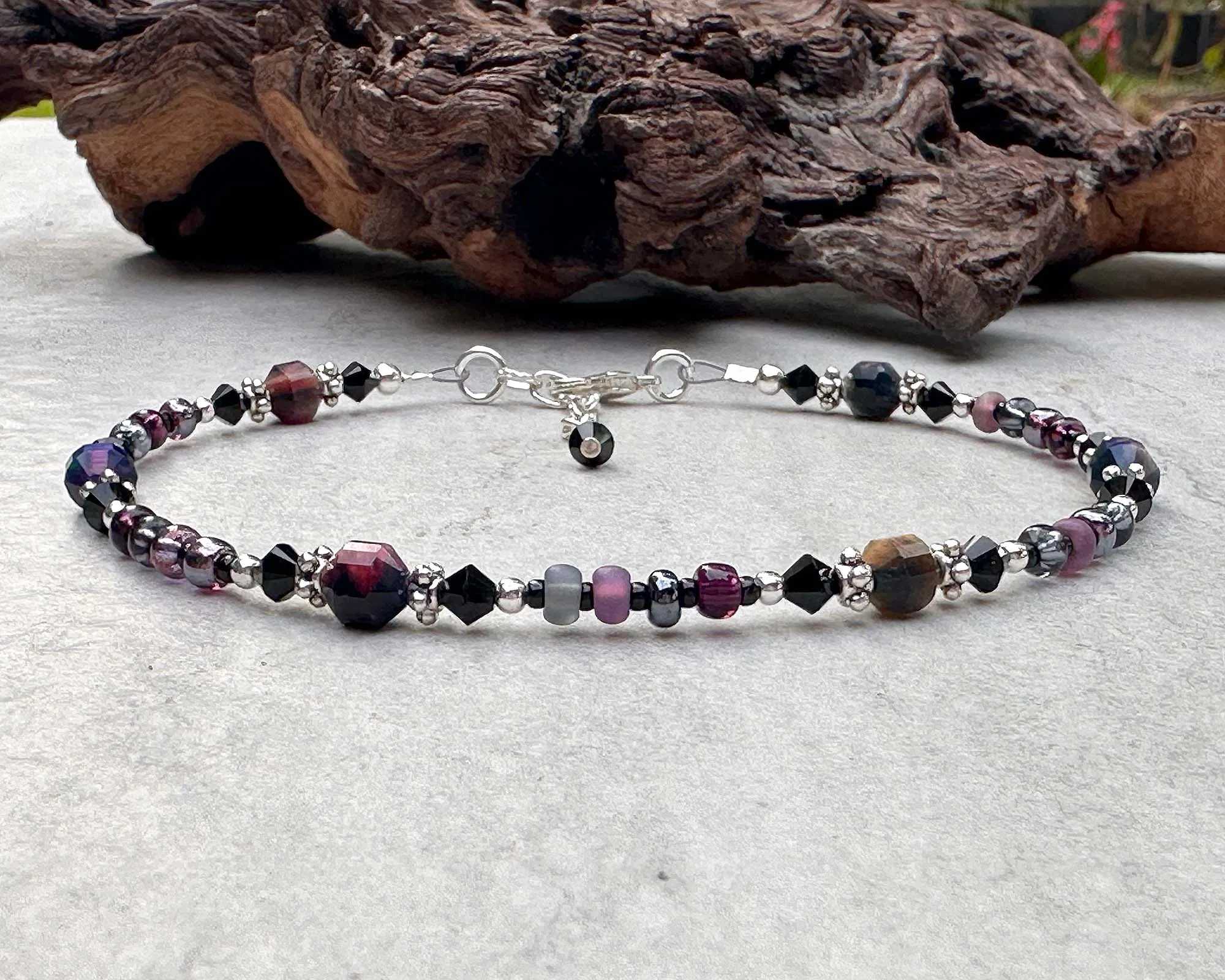 Rainbow Tigers Eye Beaded Anklet