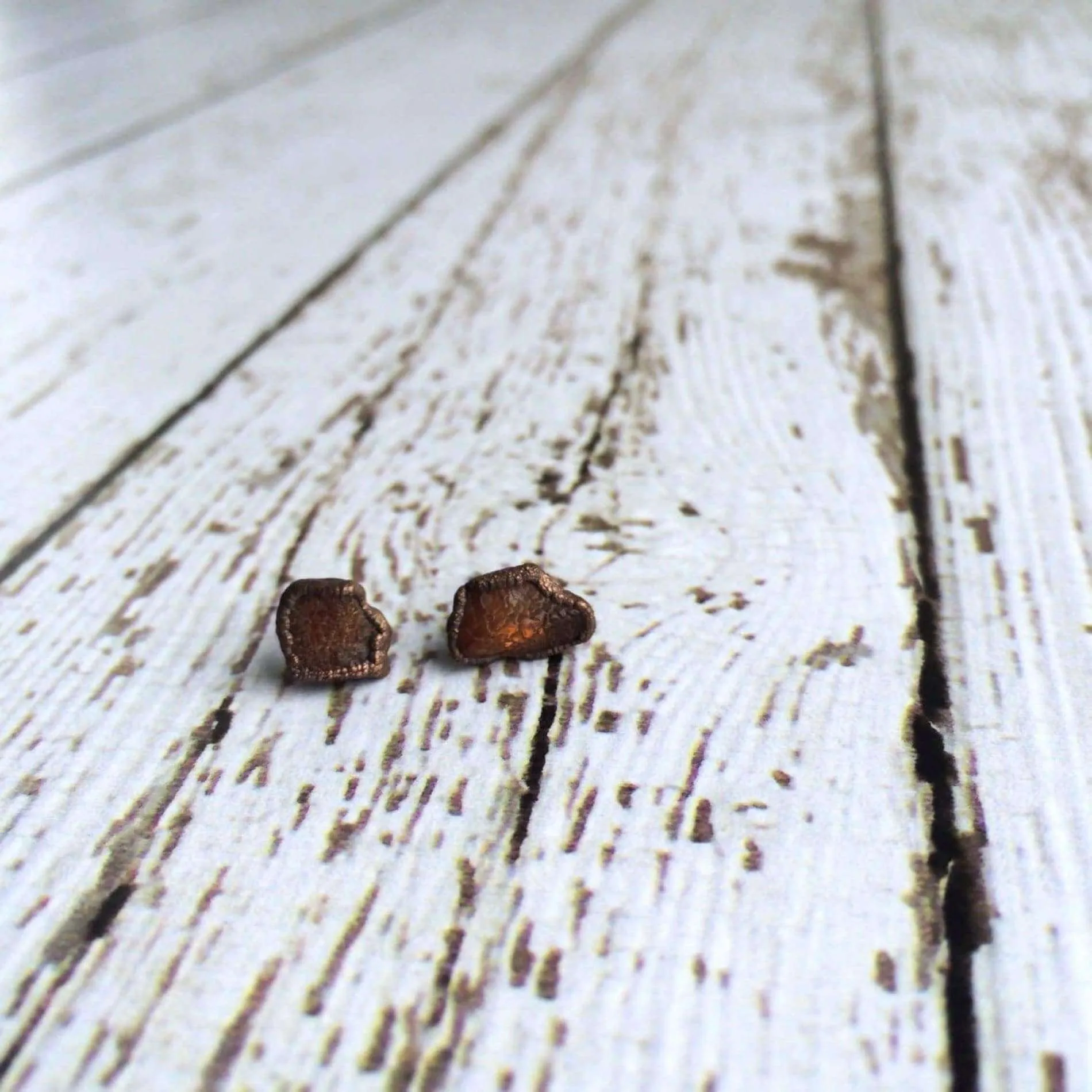 Raw Amber studs | Rough amber earrings