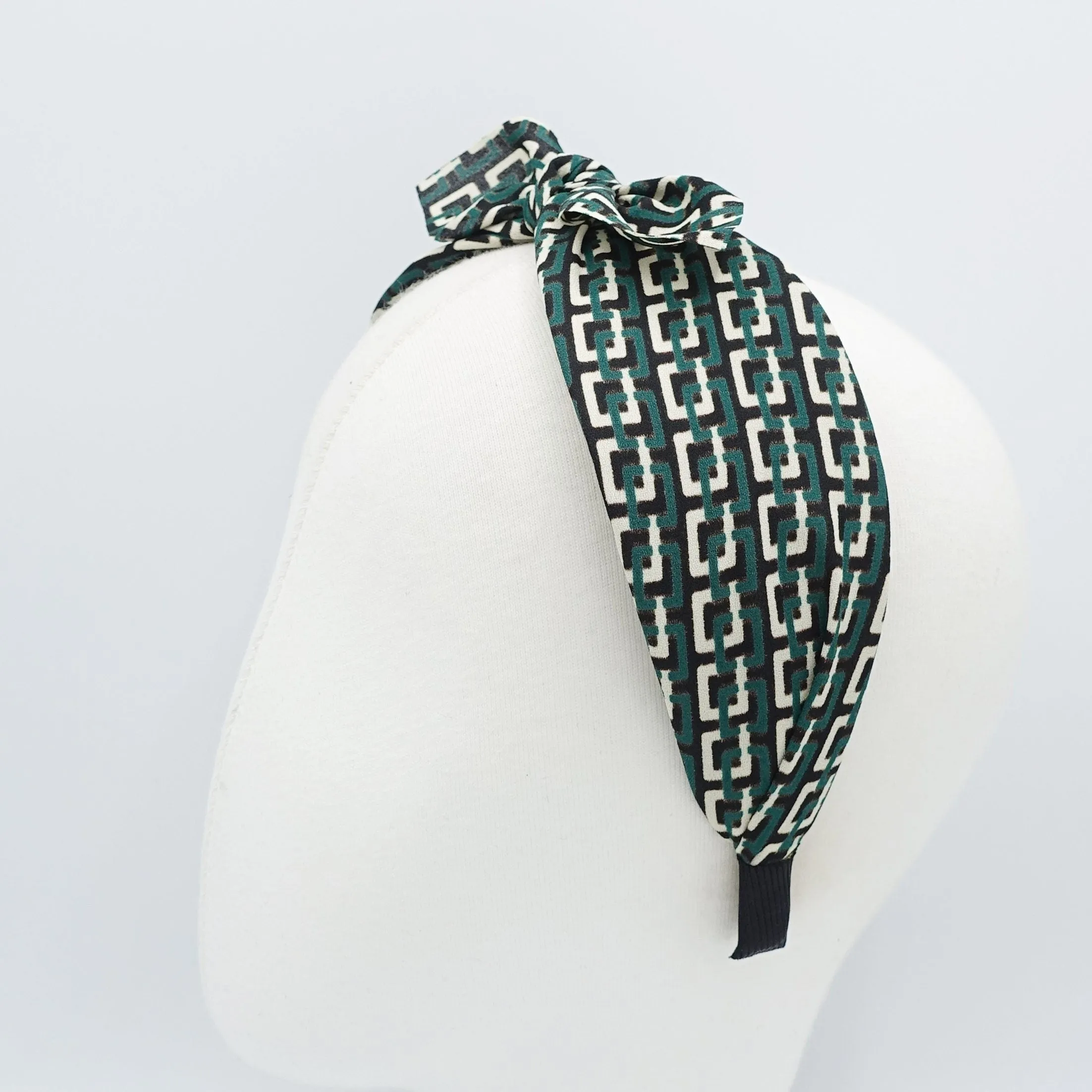 rectangular chain print headband knotted chiffon hairband for women