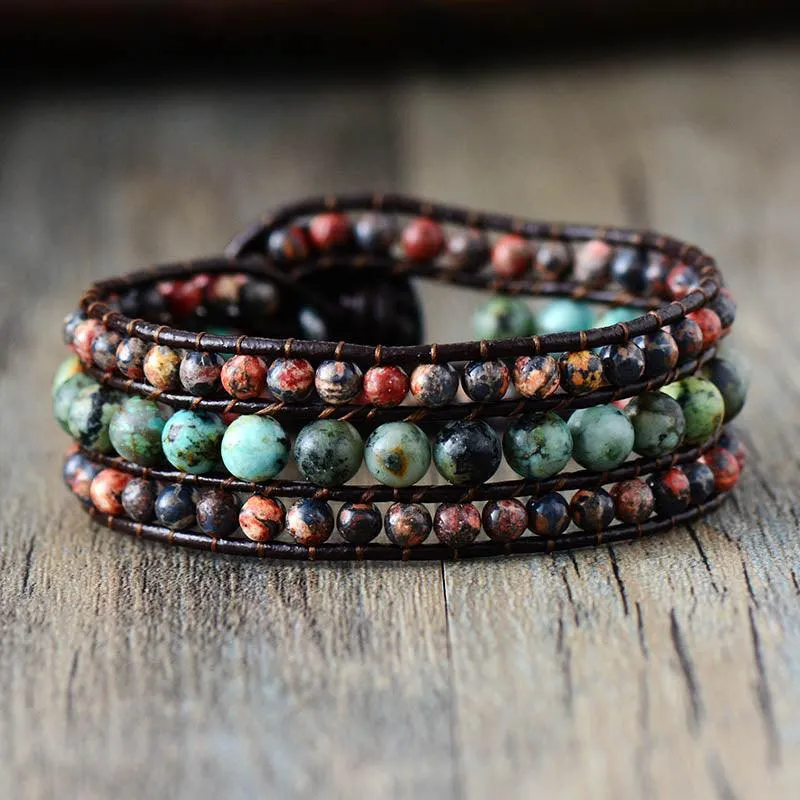 Red Green Jasper Cuff Bracelet