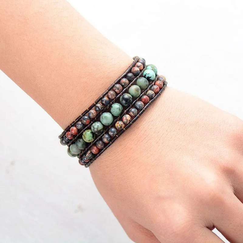 Red Green Jasper Cuff Bracelet