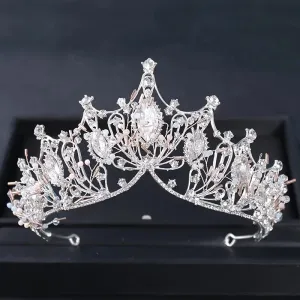 Regal Crystal Rhinestone Tiara Crowns Bridal Wedding Hair Accessory