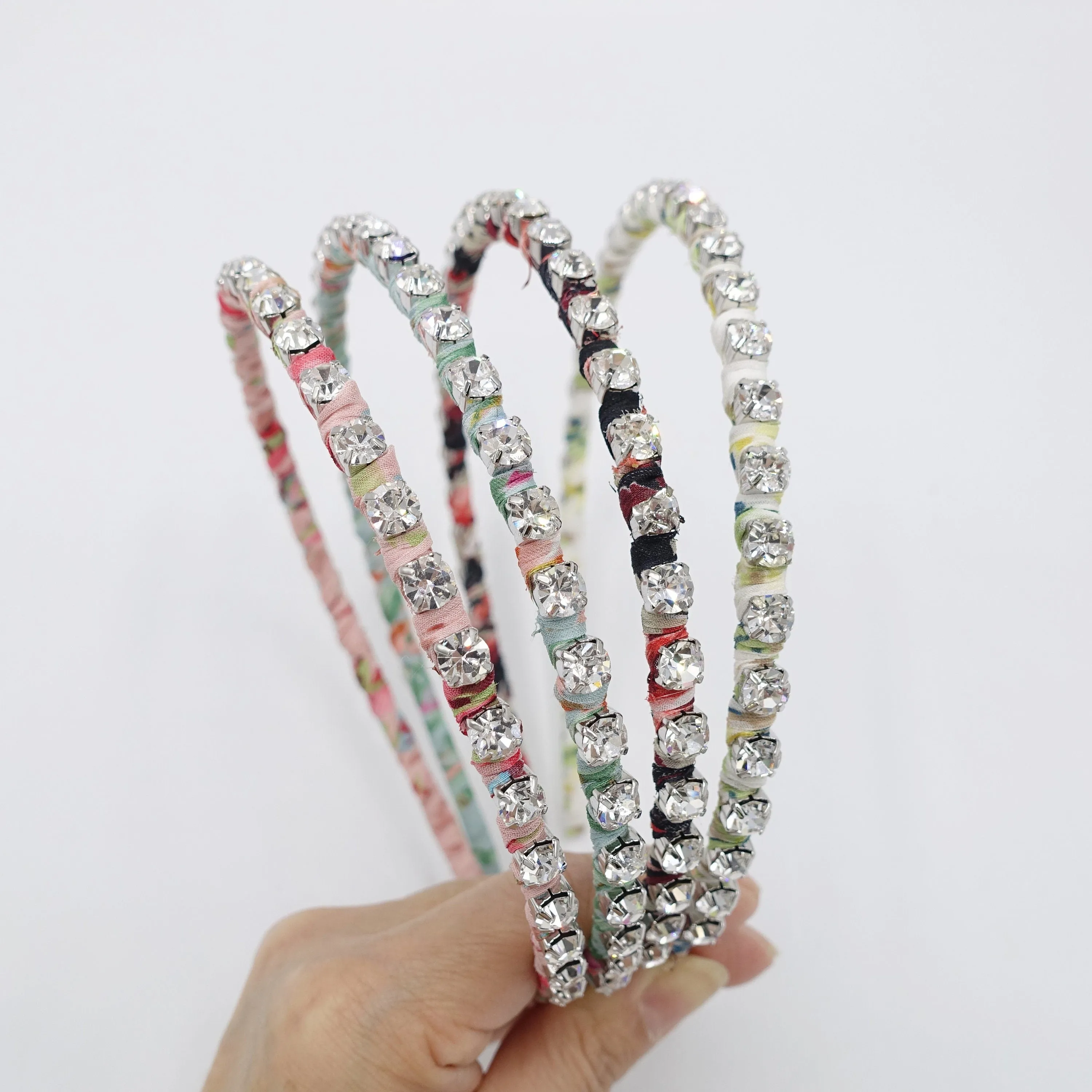 rhinestone floral fabric wrap headband