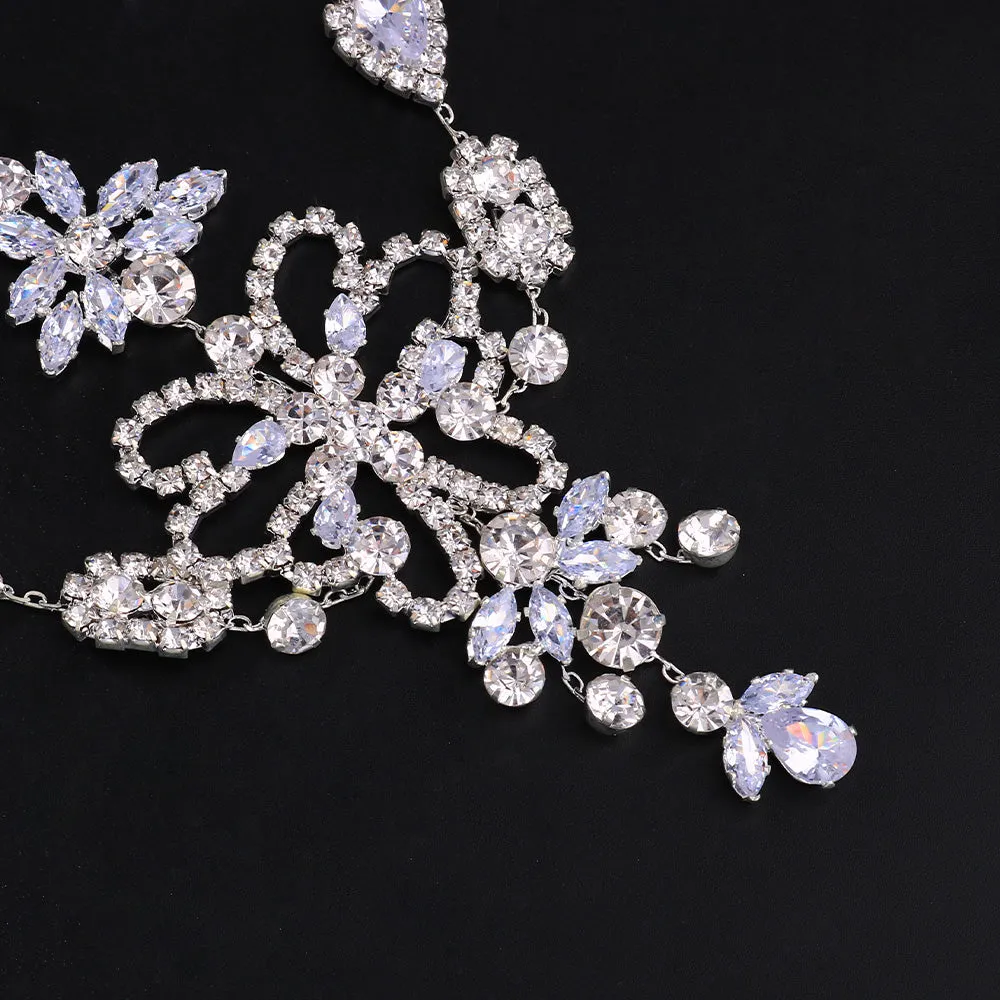 Romantic CZ Crystal Frontlet Bridal Headpiece Hair Chain