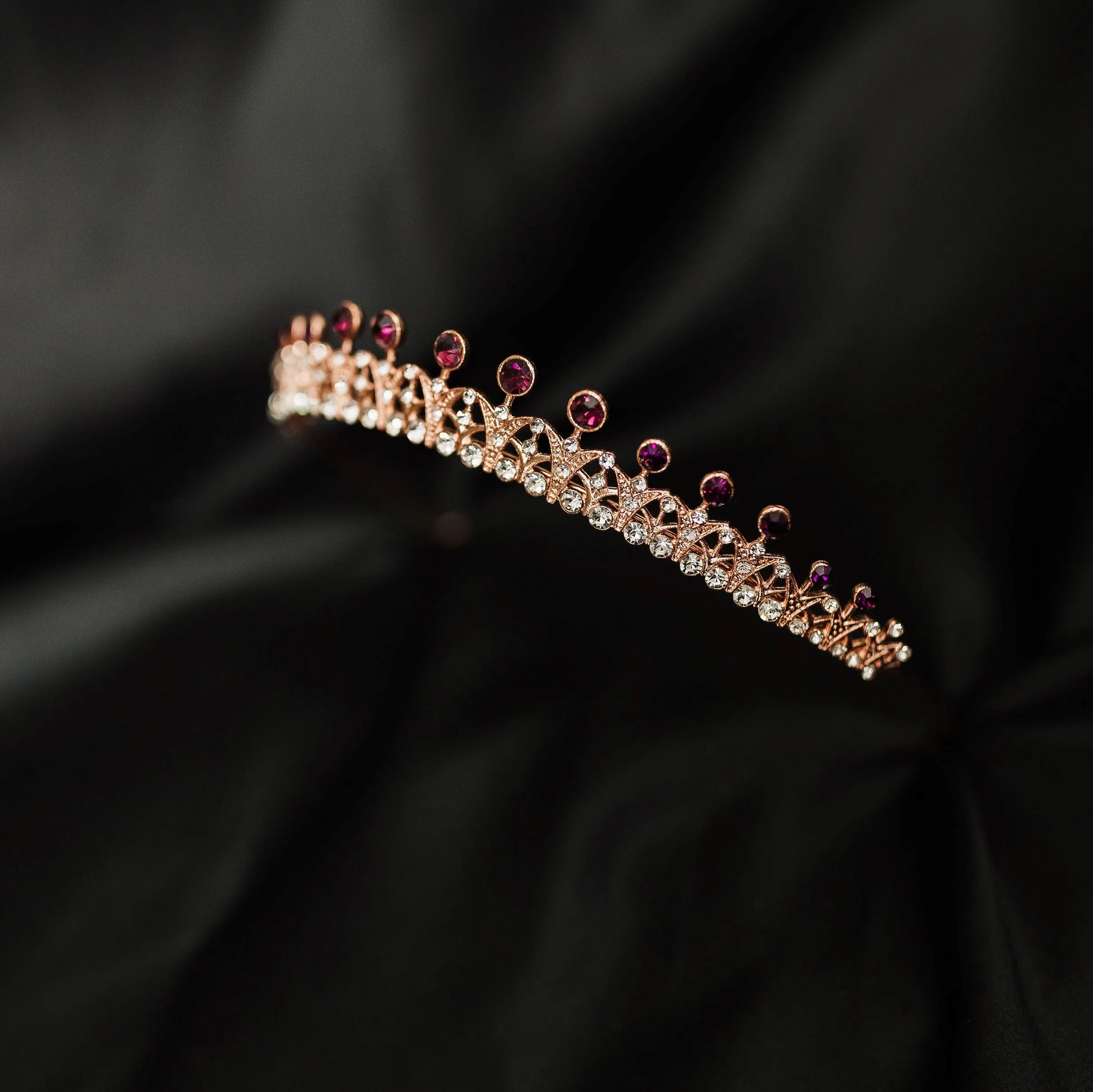 Rory's Tiara in Rose Gold & Purple Maroon Color Crystals