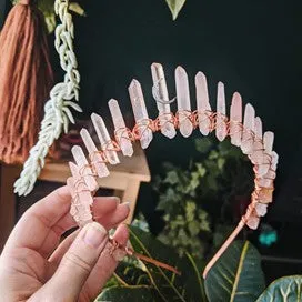 Rose Coloured Quartz Crystal Crown by Luna Corvus