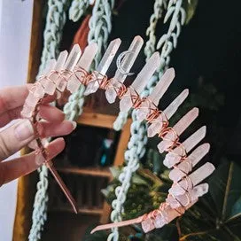 Rose Coloured Quartz Crystal Crown by Luna Corvus