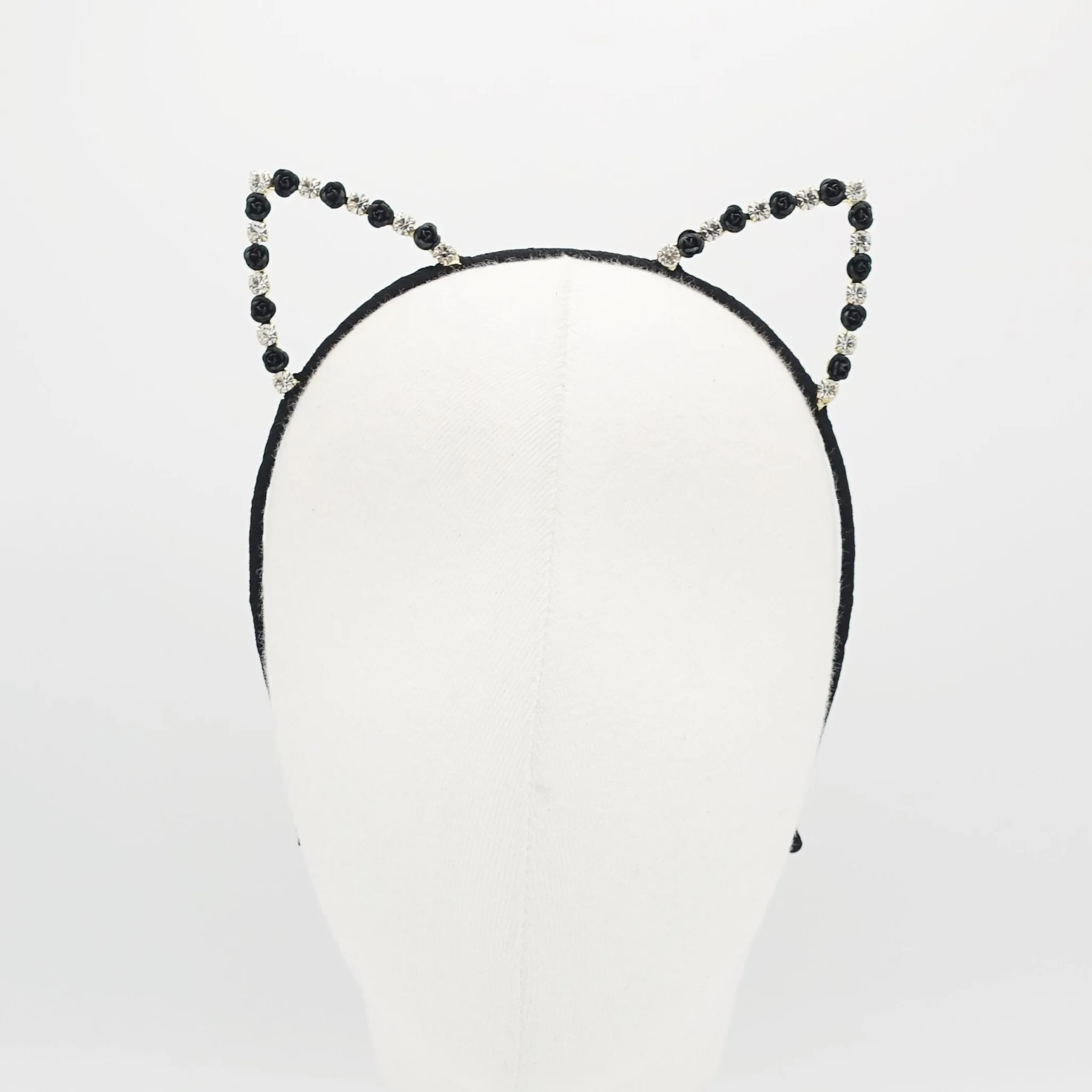 rose rhinestone cat ear embellished headband cute crystal hairband for women