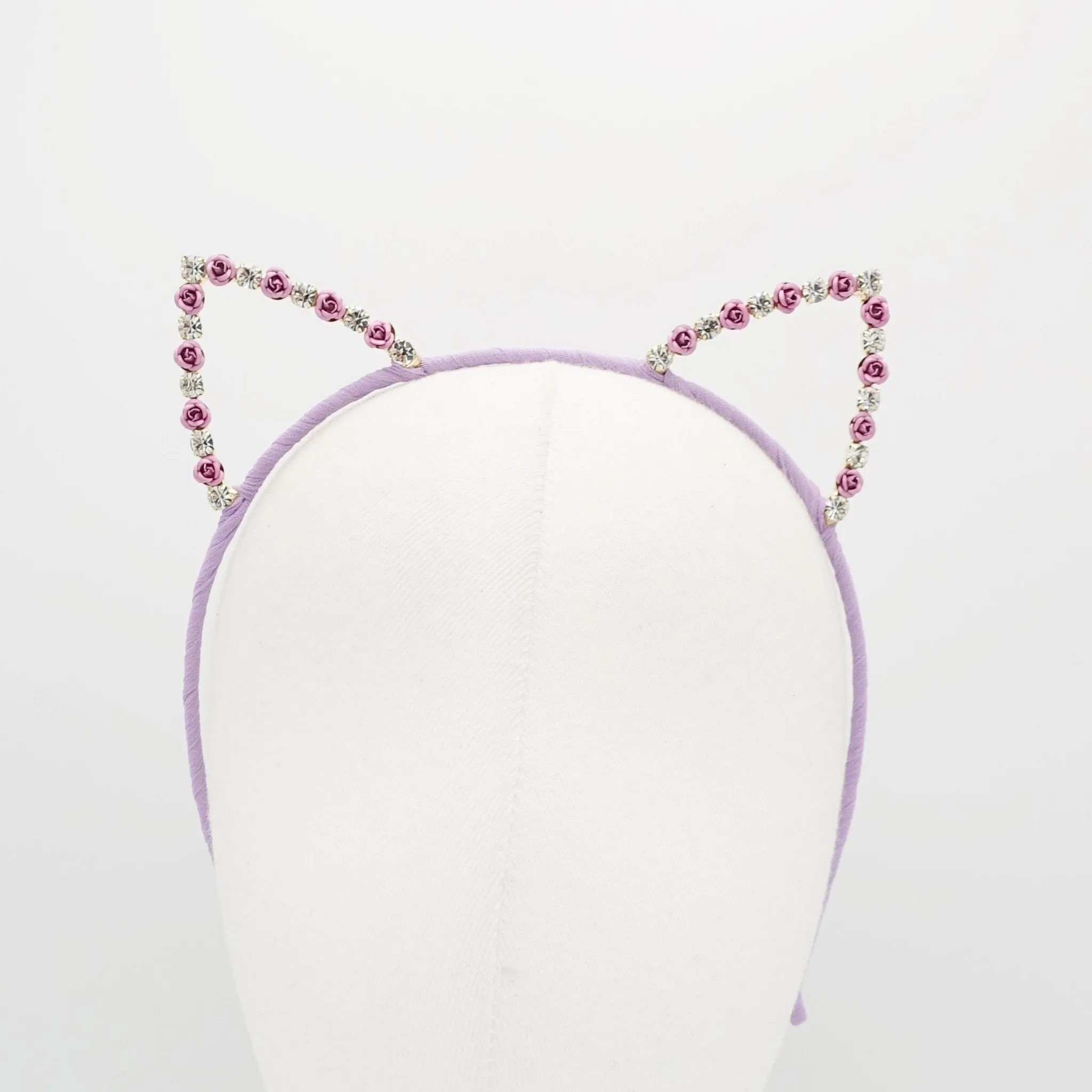 rose rhinestone cat ear embellished headband cute crystal hairband for women