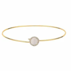 Rosie 7.0mm Rainbow Moonstone and Diamond Hook Bangle