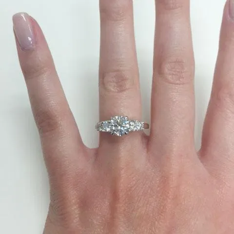 Round Five Diamond Engagement Ring with Trellis Setting