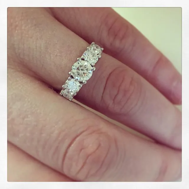 Round Five Diamond Engagement Ring with Trellis Setting