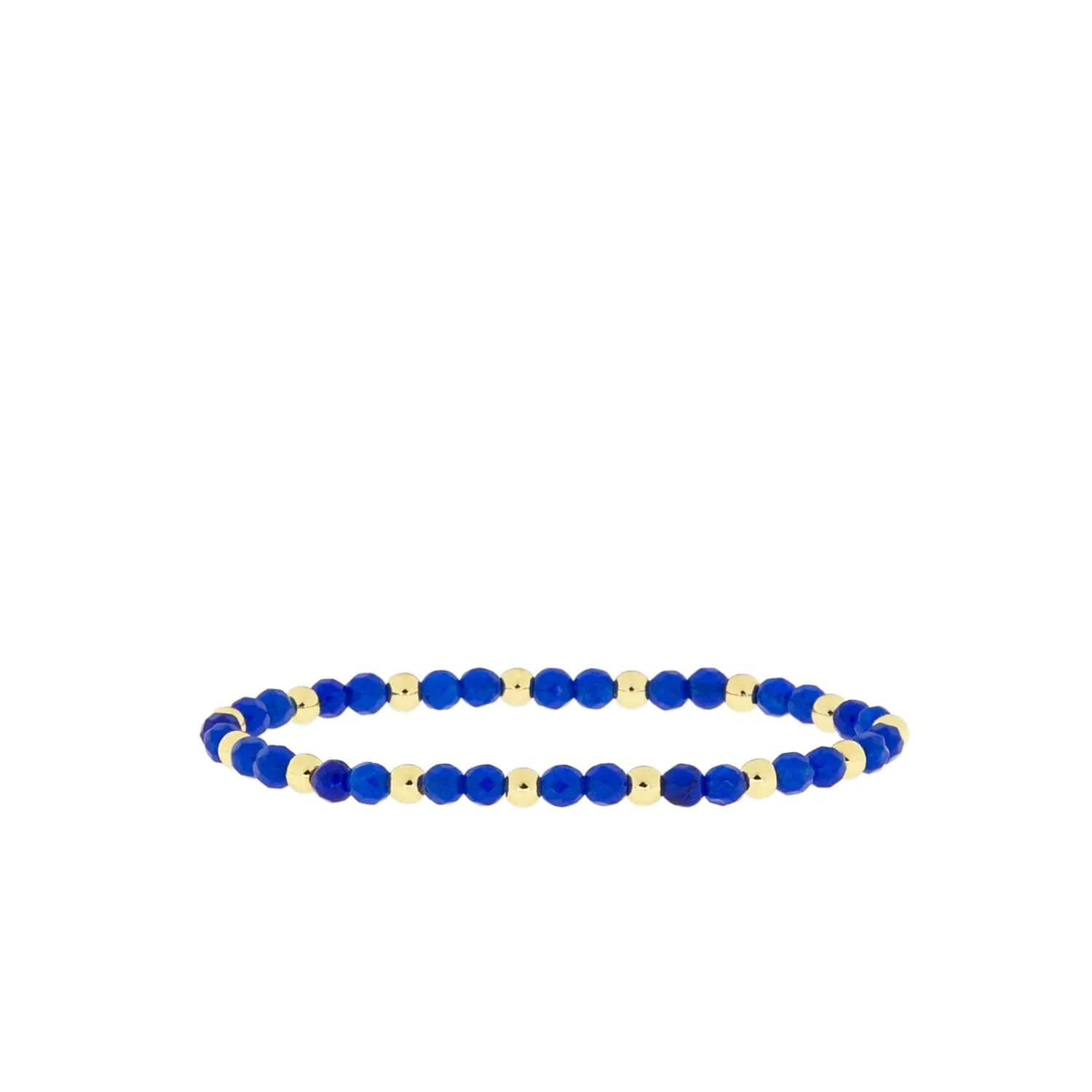 royal blue natural stone and brass ball beaded bracelet