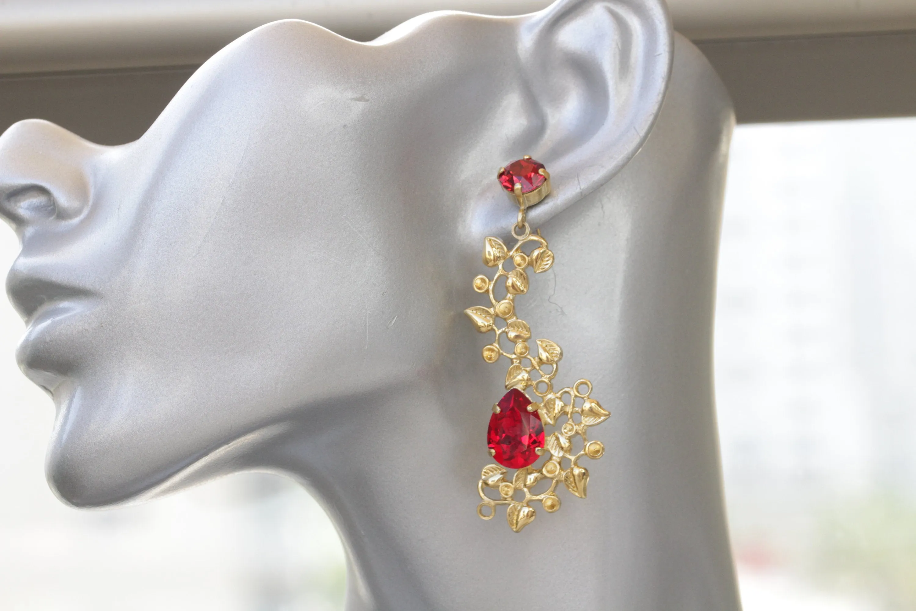 RUBY LEAF EARRINGS