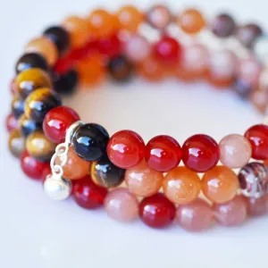 Sacral Bracelet Stack - Fertility & Passion with FREE CHAKRA DECK